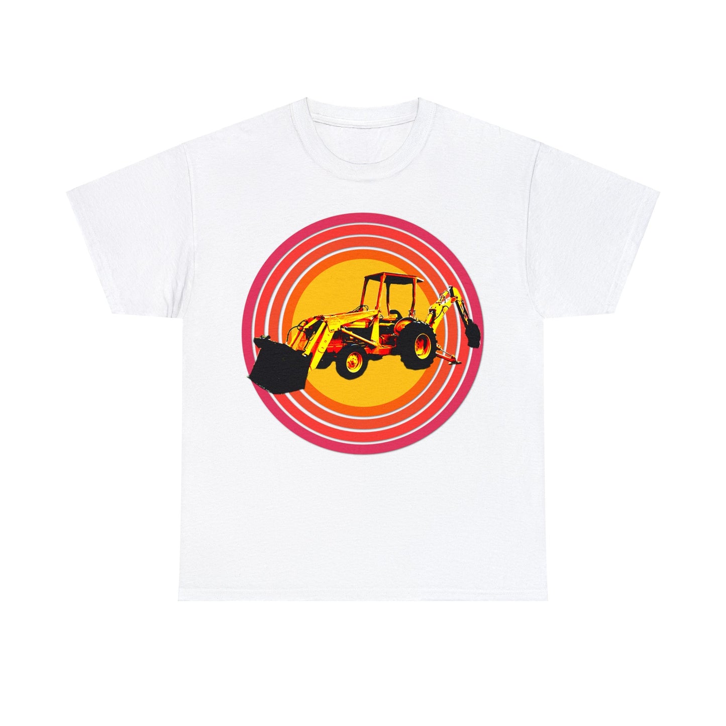 Back Hoe, Tractor, Bulldozer, Excavator, Construction, Under Construction Heavy Cotton Tee