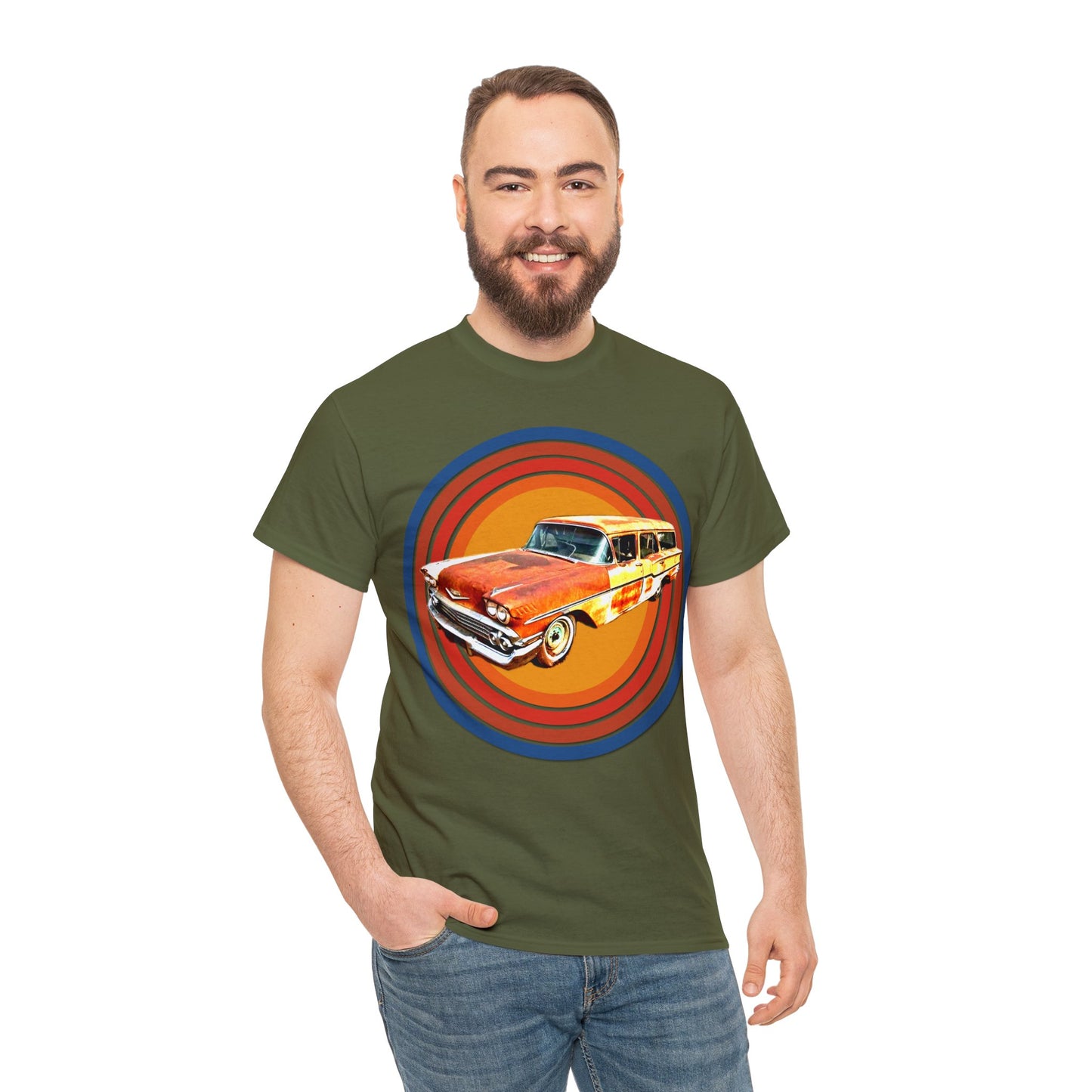 Vintage 1950's Station Wagon Car, Rusty Old Station Wagon, Vintage Station Wagon Heavy Cotton Tee