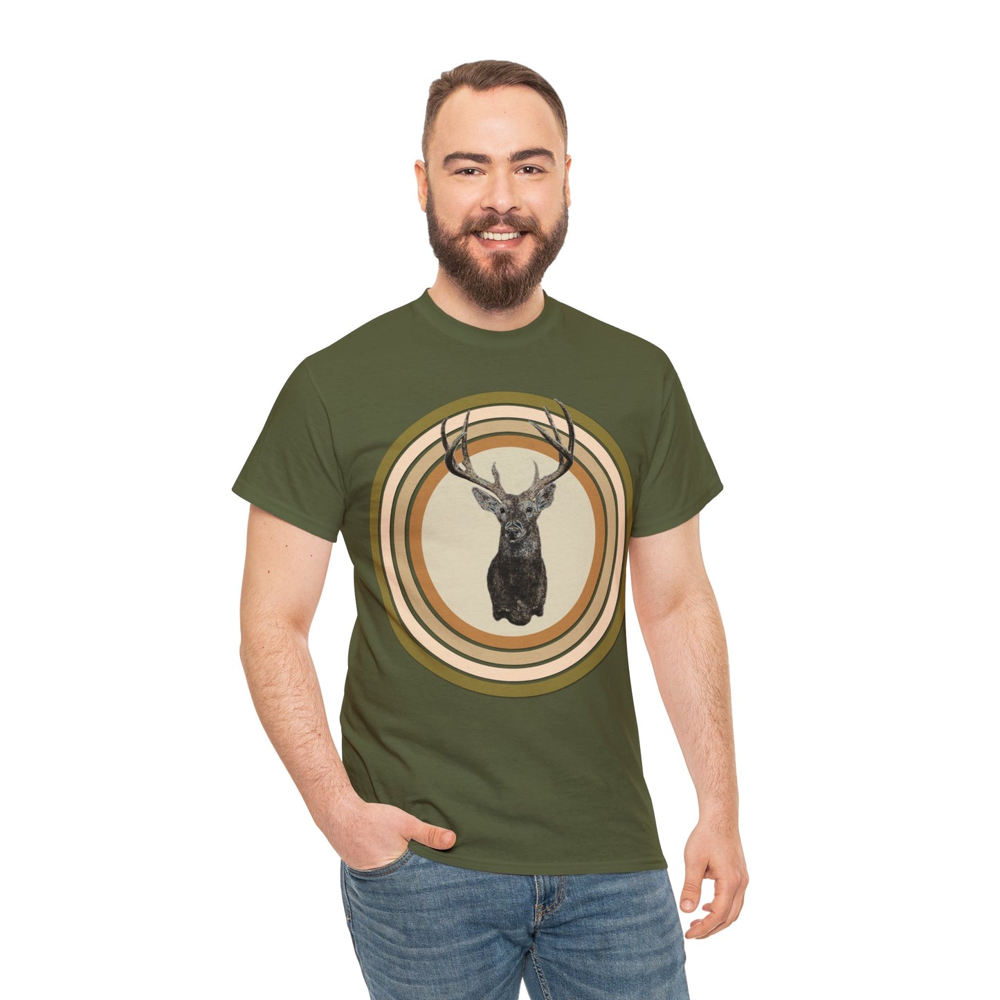 White Tail Deer, Deer Hunting, Deer Hunter, 8 Point Deer, Buck Heavy Cotton Tee