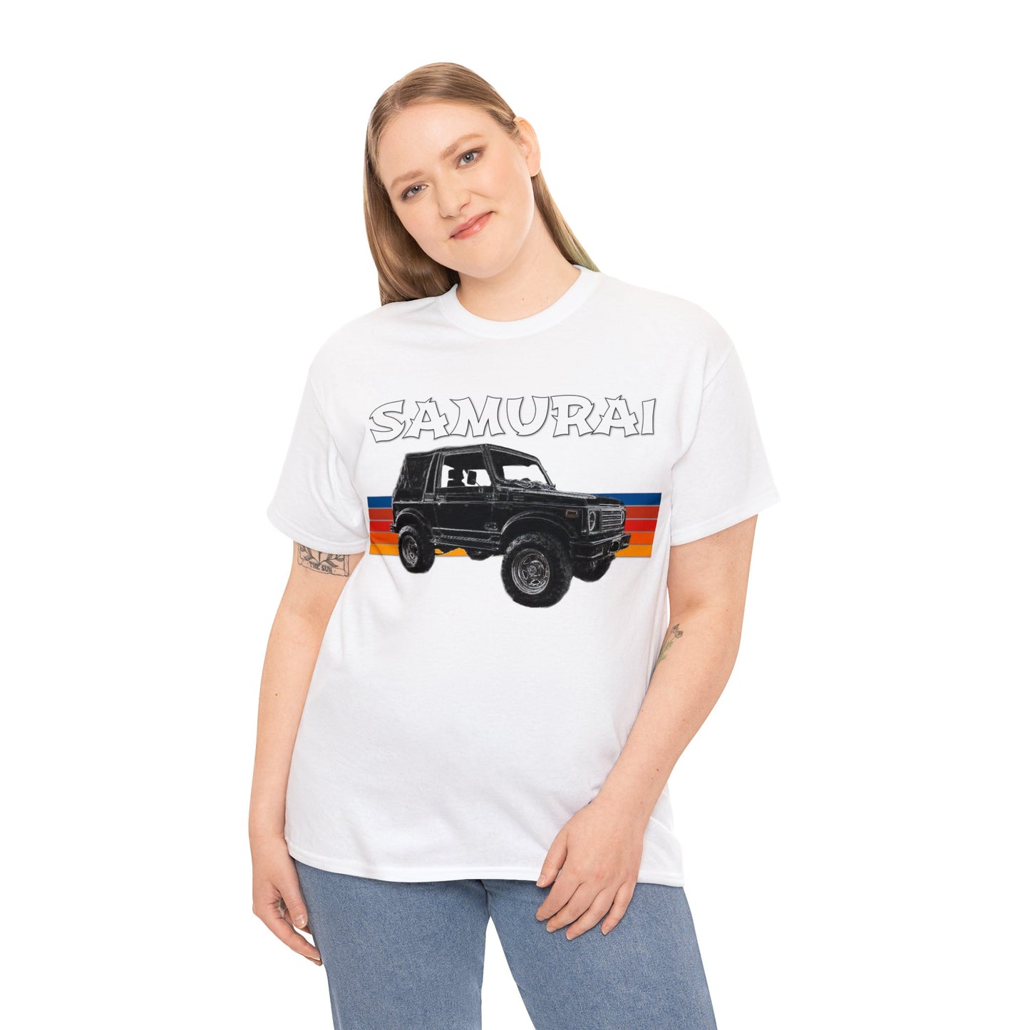 Samurai Vintage Retro 4x4 Truck, Samurai 4 Wheel Drive Car Heavy Cotton Tee