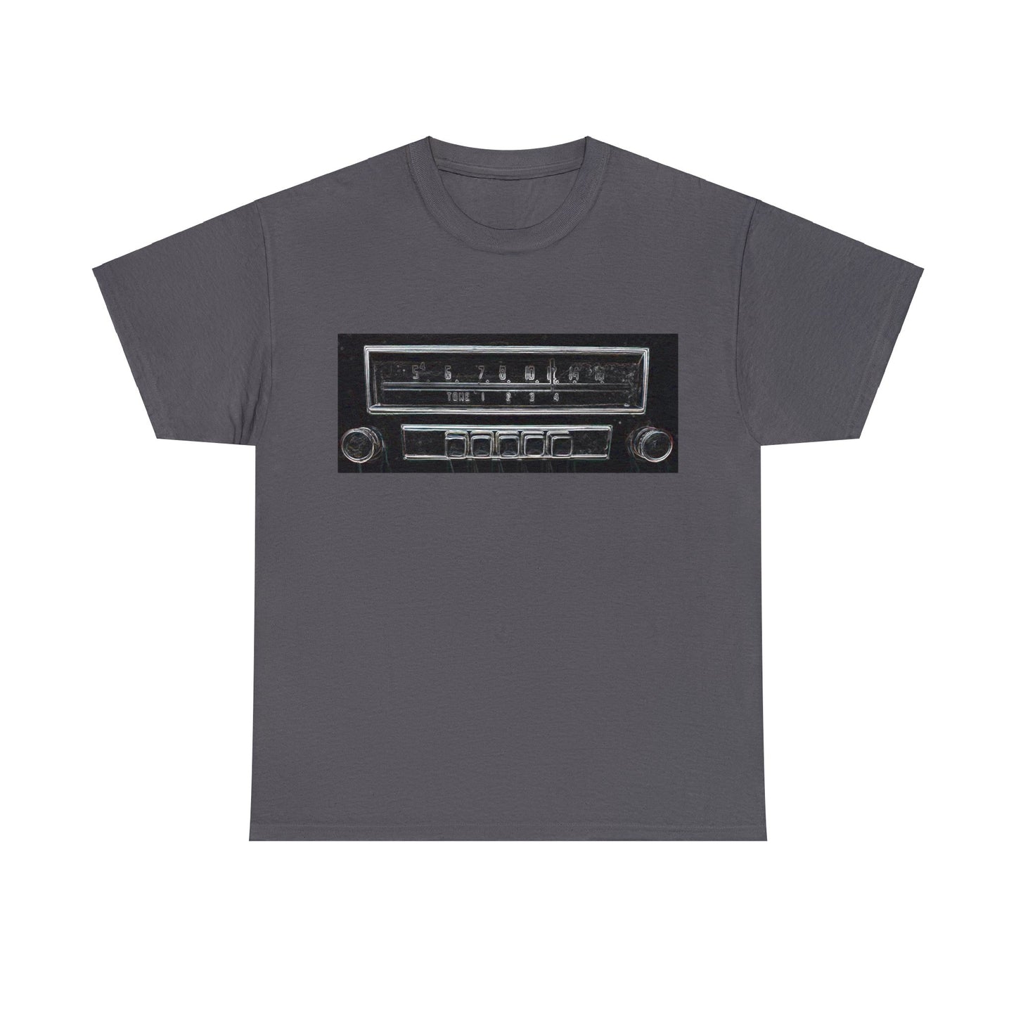 Car Radio, Vintage Car Radio, AM Car Radio, FM Car Radio, Retro Car Radio Heavy Cotton Tee