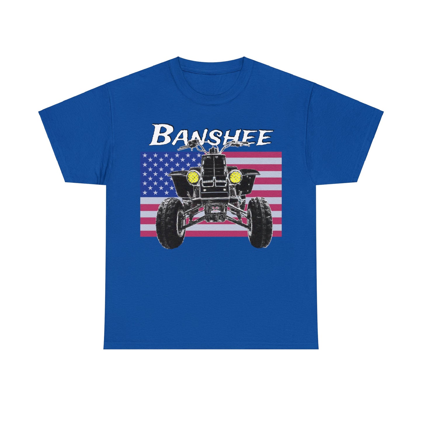 Banshee Quad ATV, Banshee Four Wheeler, Quad Bike American Flag Heavy Cotton Tee