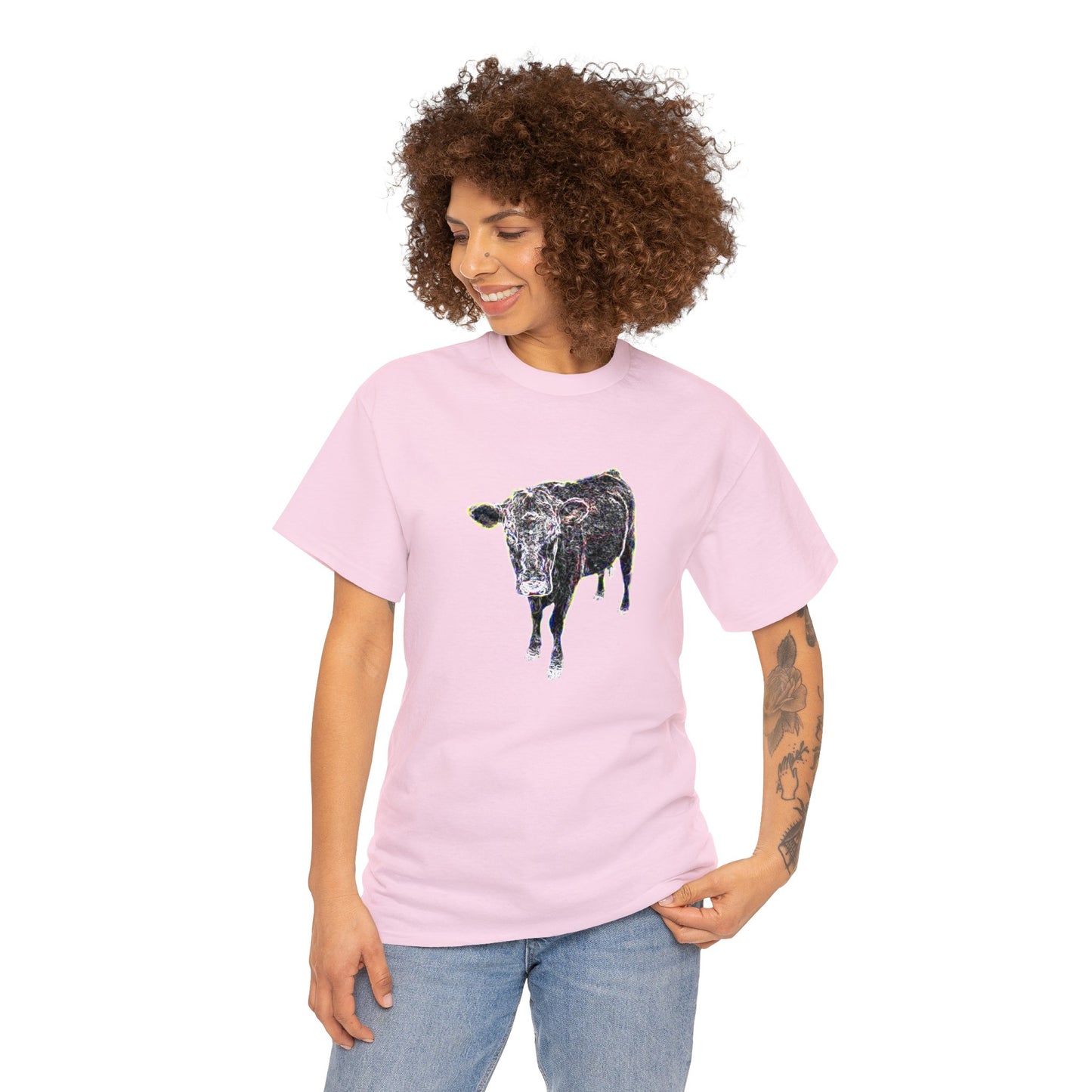 Vintage Retro Cow on the Farm Heavy Cotton Tee