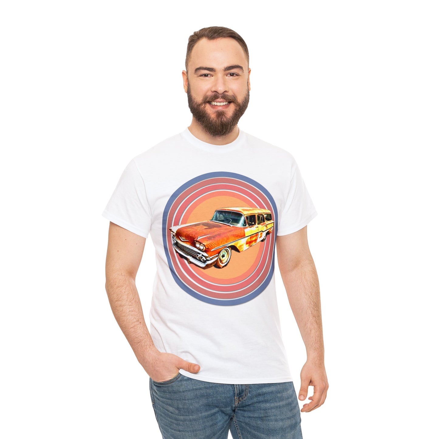 Vintage 1950's Station Wagon Car, Rusty Old Station Wagon, Vintage Station Wagon Heavy Cotton Tee