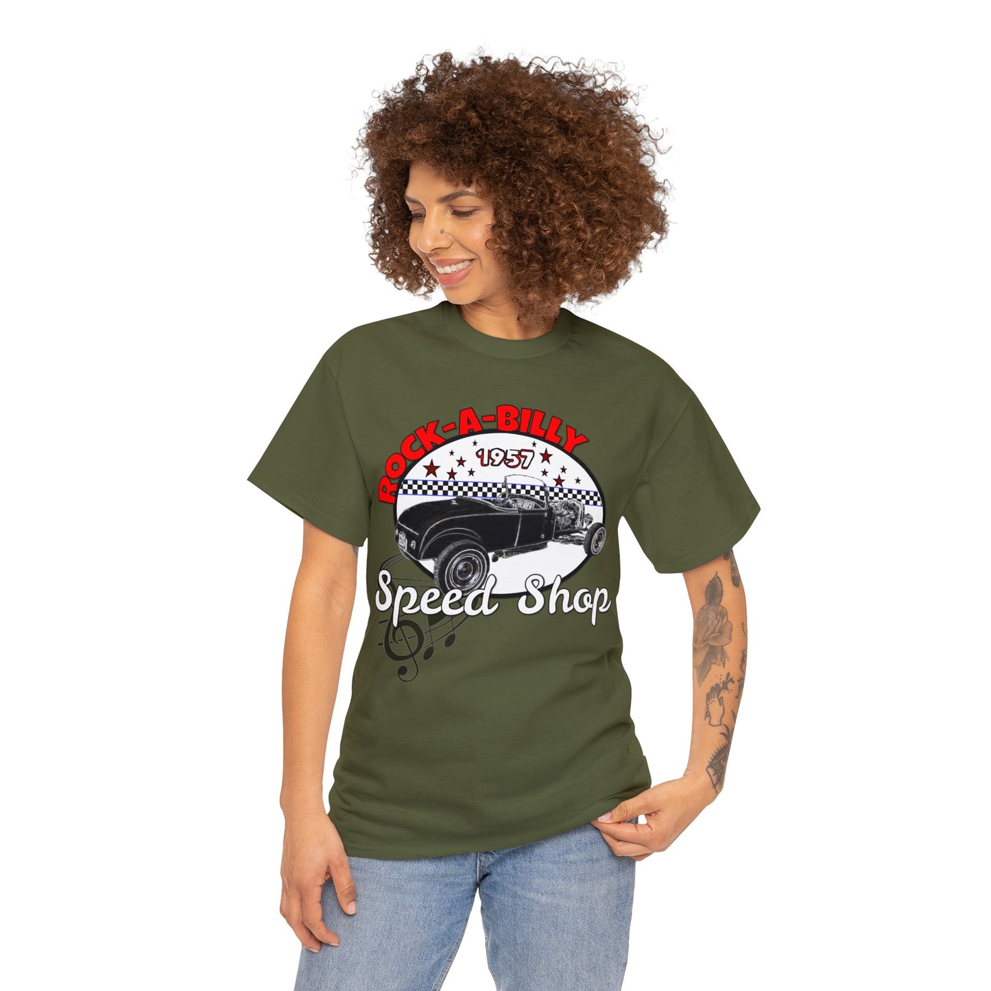 Rockabilly Model A Rat Rod Speed Shop 1957 Heavy Cotton Tee