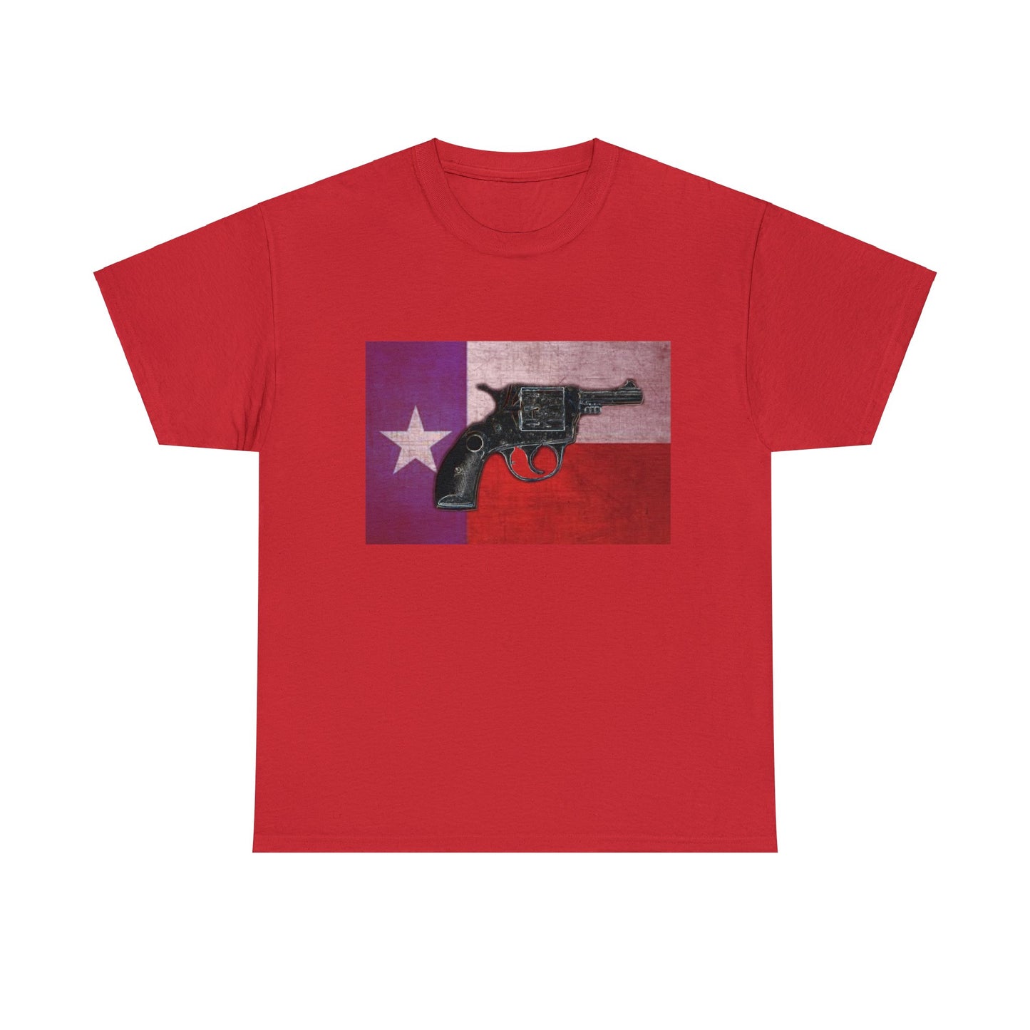 Vintage Pistol Revolver Texas Flag Heavy Cotton Tee