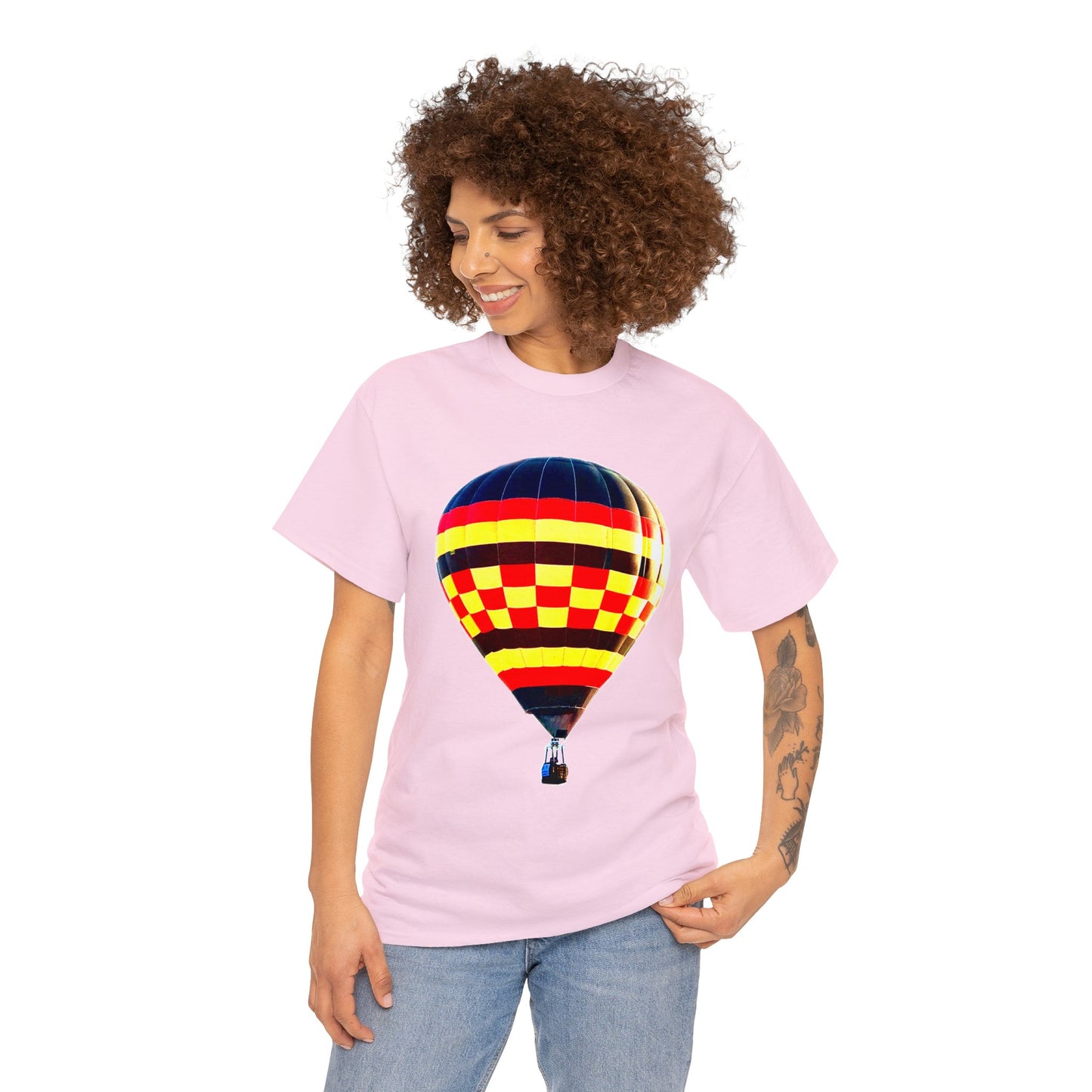 Hot Air Balloon, Balloon Pilot, Colorful Hot Air Balloon Heavy Cotton Tee