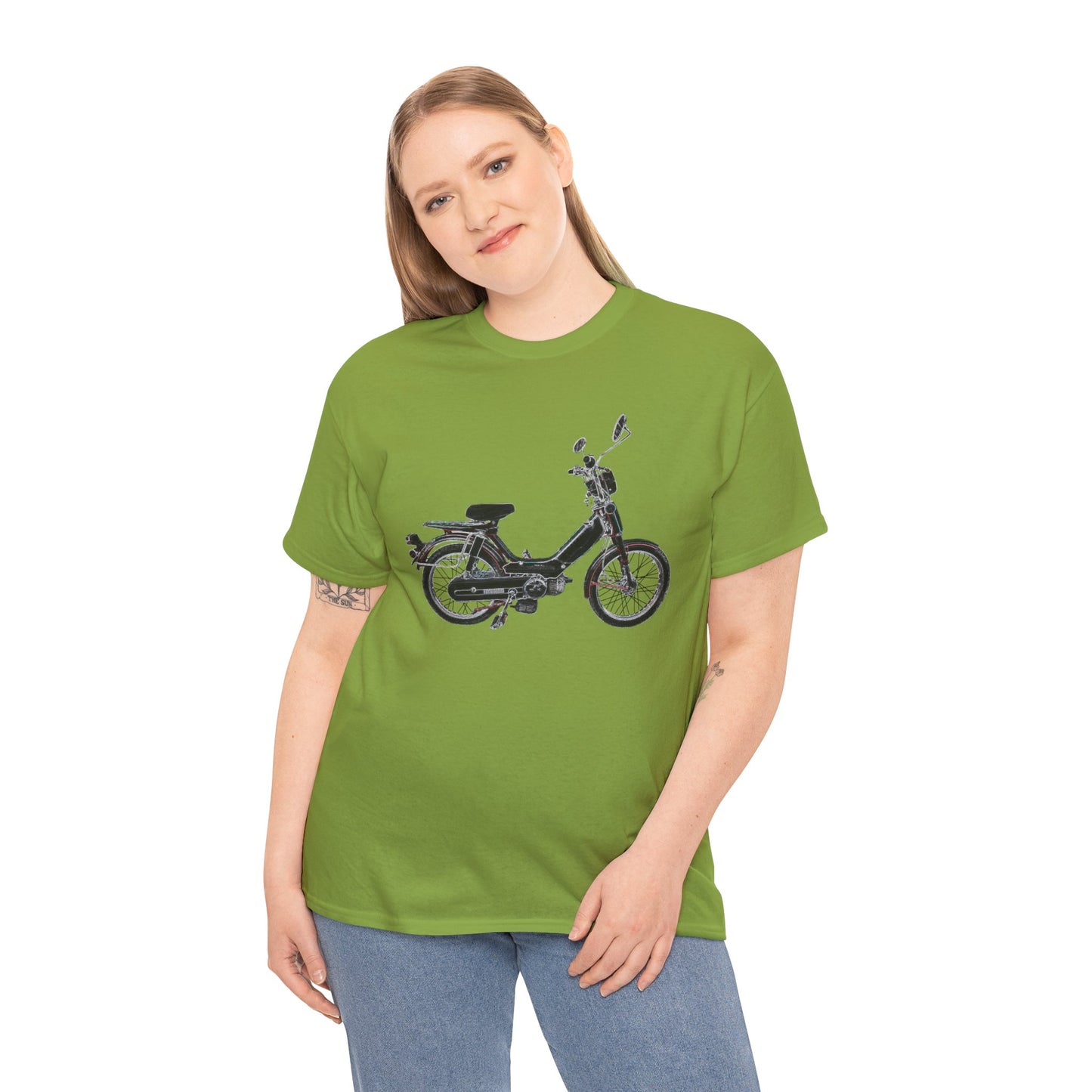 Vintage 1978 Pedal Moped Scooter Mini Bike Motorcycle Moped Heavy Cotton Tee