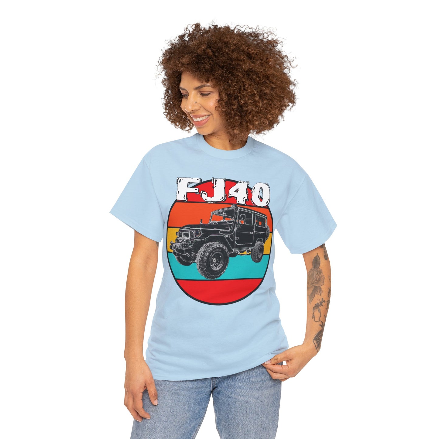 FJ 40 4x4 Off Road Truck Vintage Retro Heavy Cotton Tee