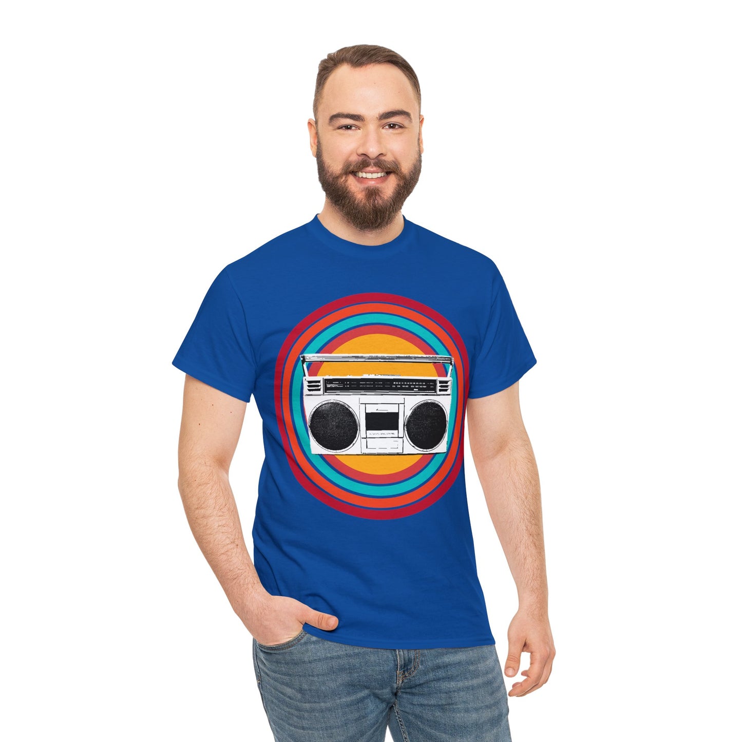 Jam Box, Ghetto Blaster, Boombox, Vintage Radio, Retro Cassette Player Heavy Cotton Tee