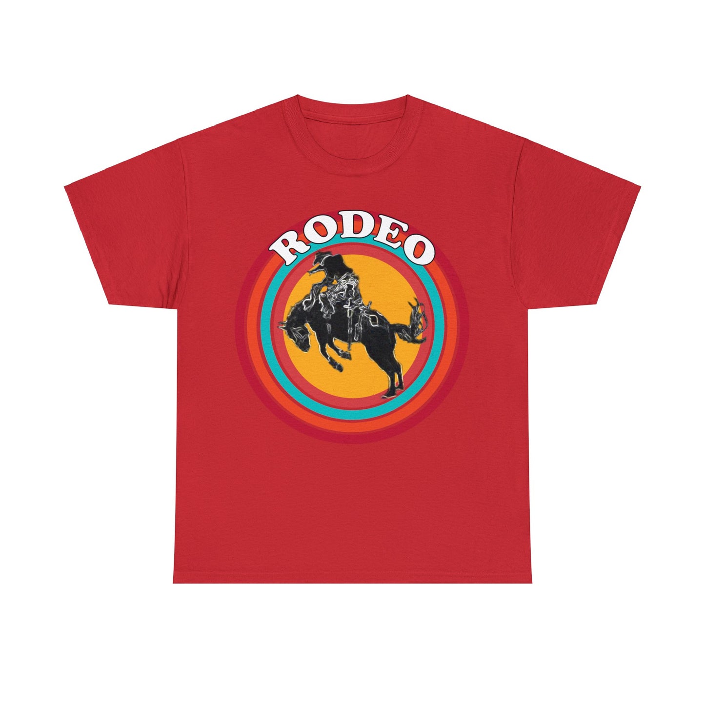 Rodeo, Bronco Rider, Bronc Buster, Cowboy Rider, Horse Rider, Wild Horse Heavy Cotton Tee