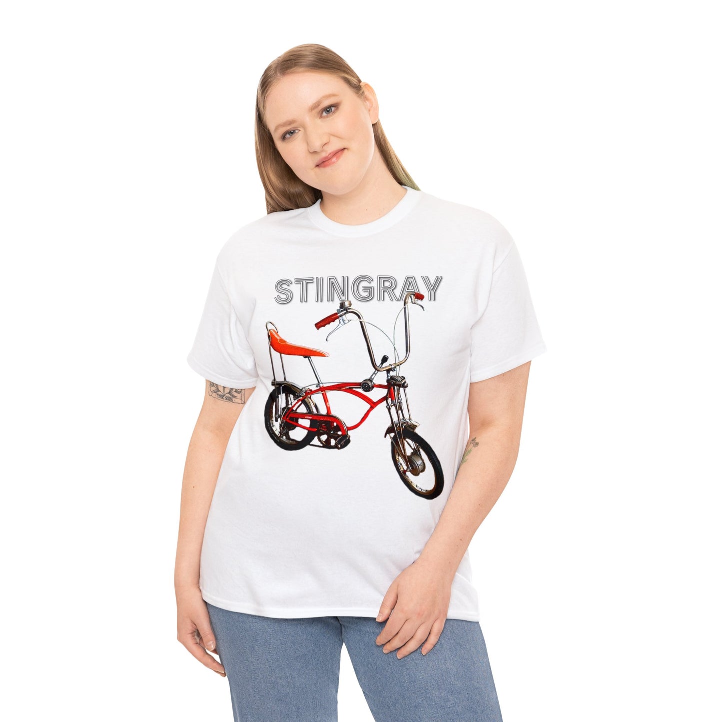 Stingray Krate Bicycle, Vintage Stick Shift Bike, Banana Seat Bike Heavy Cotton Tee