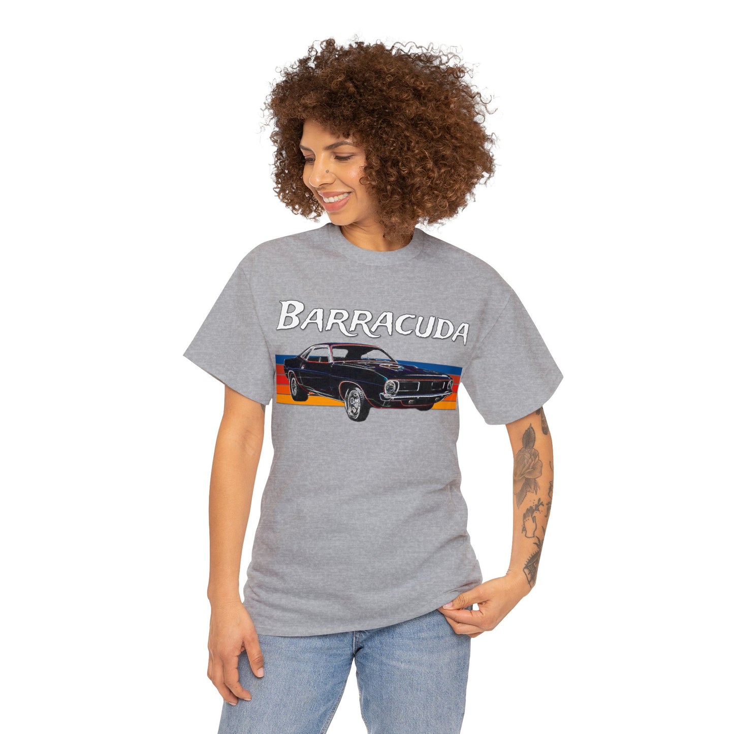Barracuda Muscle Car, Cuda American Muscle Car, 1970s Car Heavy Cotton Tee