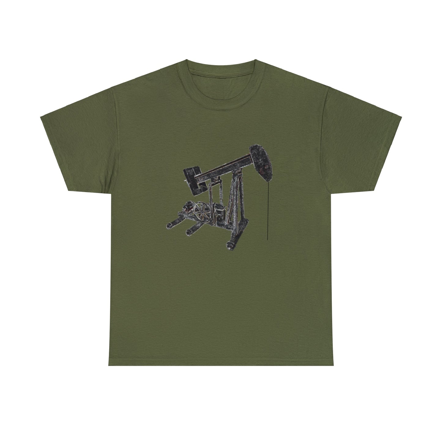 Vintage Retro Oil Field Pump Jack Heavy Cotton Tee