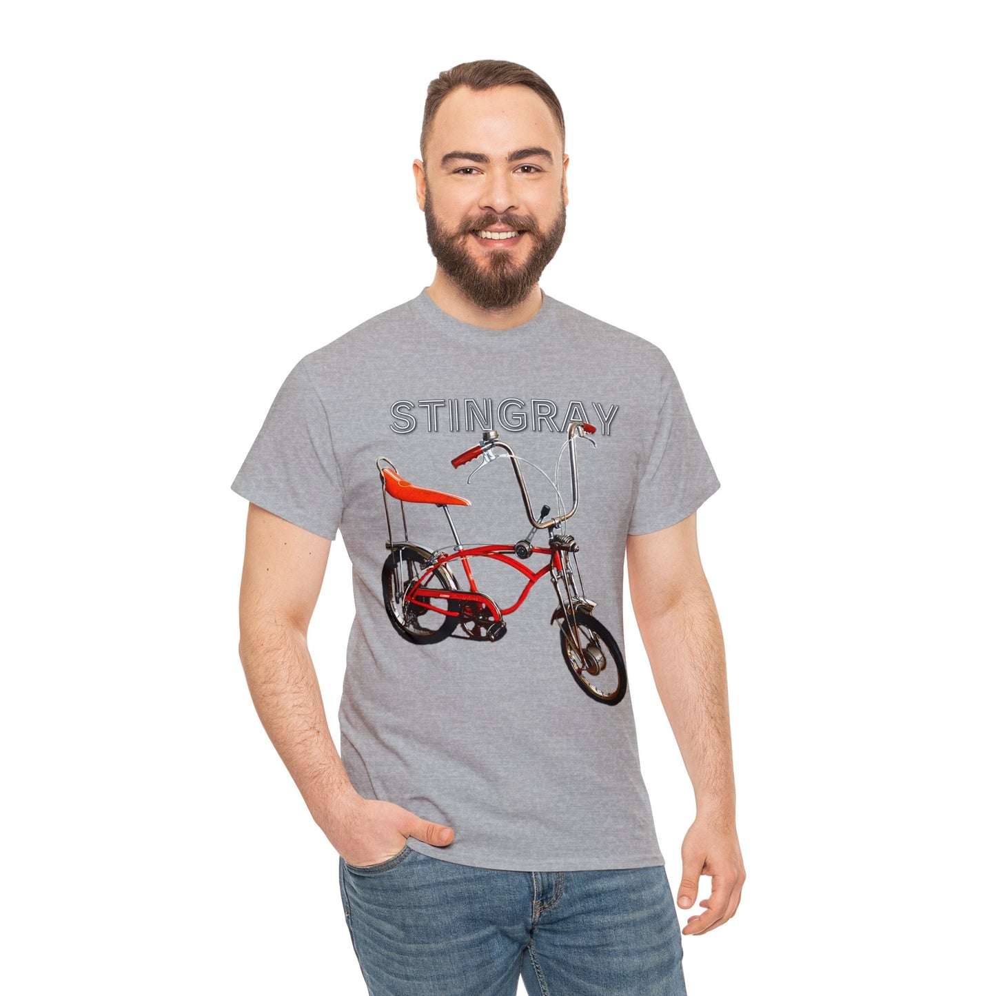 Stingray Krate Bicycle, Vintage Stick Shift Bike, Banana Seat Bike Heavy Cotton Tee