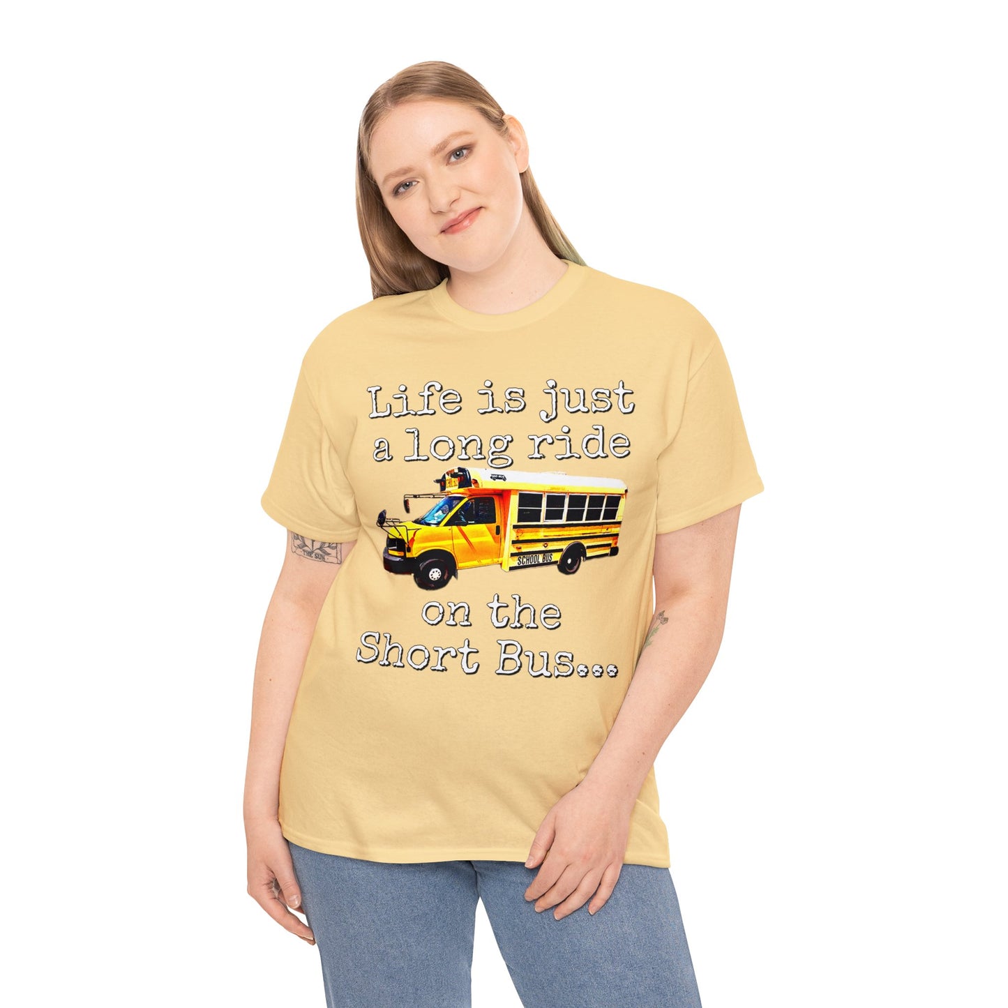 Short Bus, Short Bus Rider, I Survived Riding the Short Bus Heavy Cotton Tee