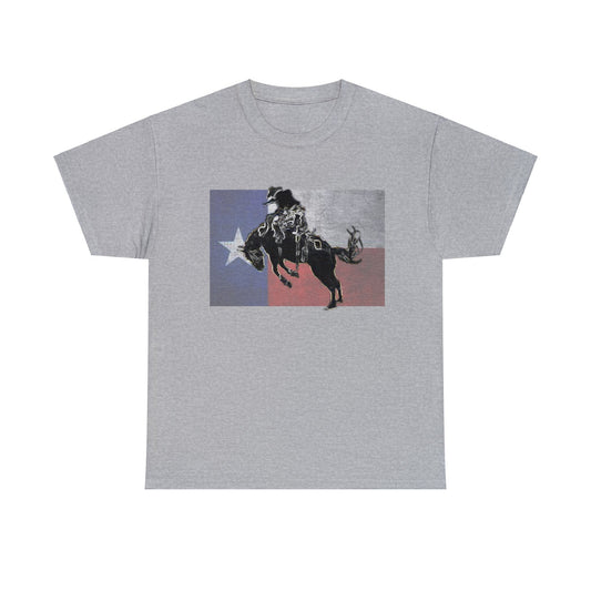 Rodeo, Bronco Rider, Bronc Buster, Cowboy Rider, Horse Rider, Wild Horse Heavy Cotton Tee