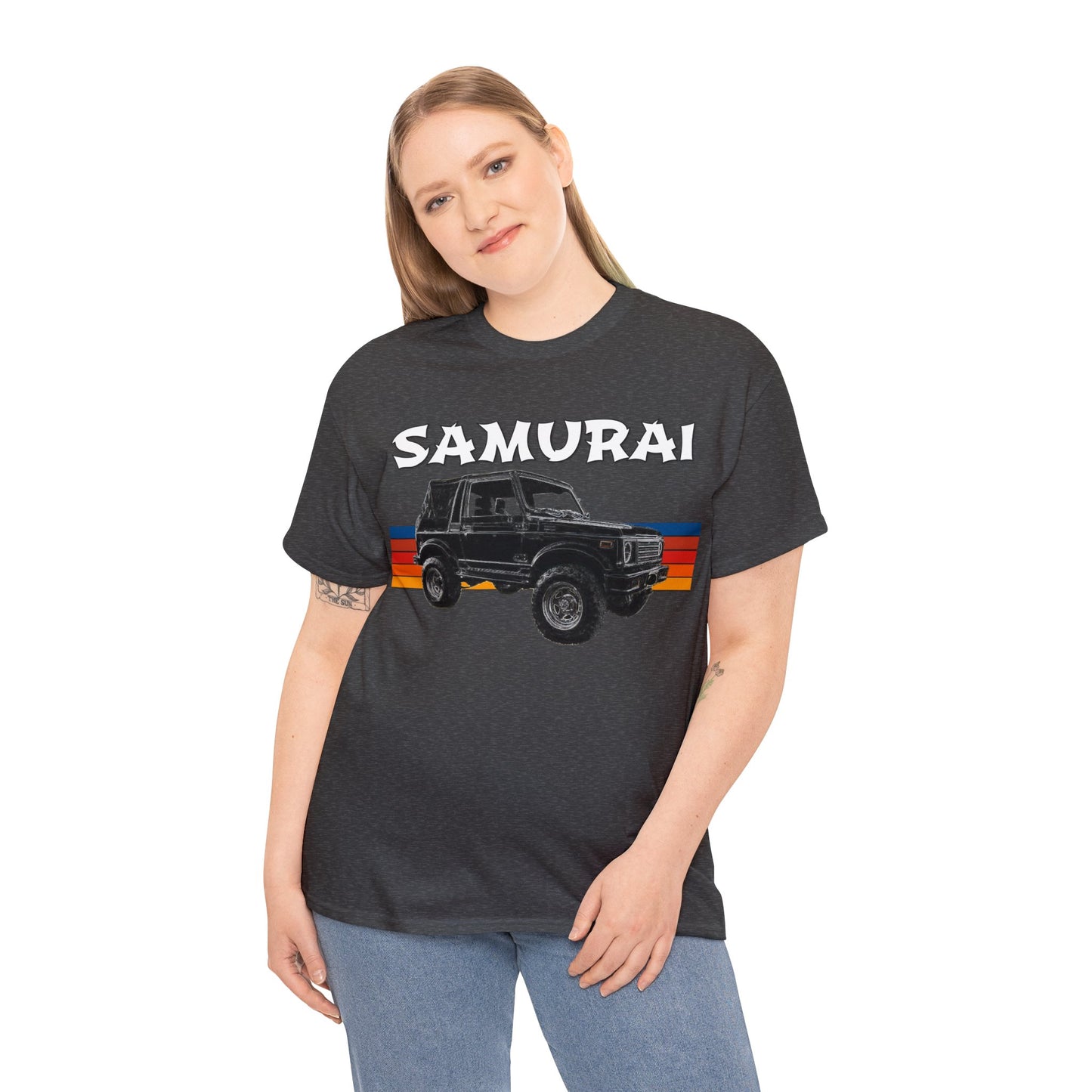 Samurai Vintage Retro 4x4 Truck, Samurai 4 Wheel Drive Car Heavy Cotton Tee