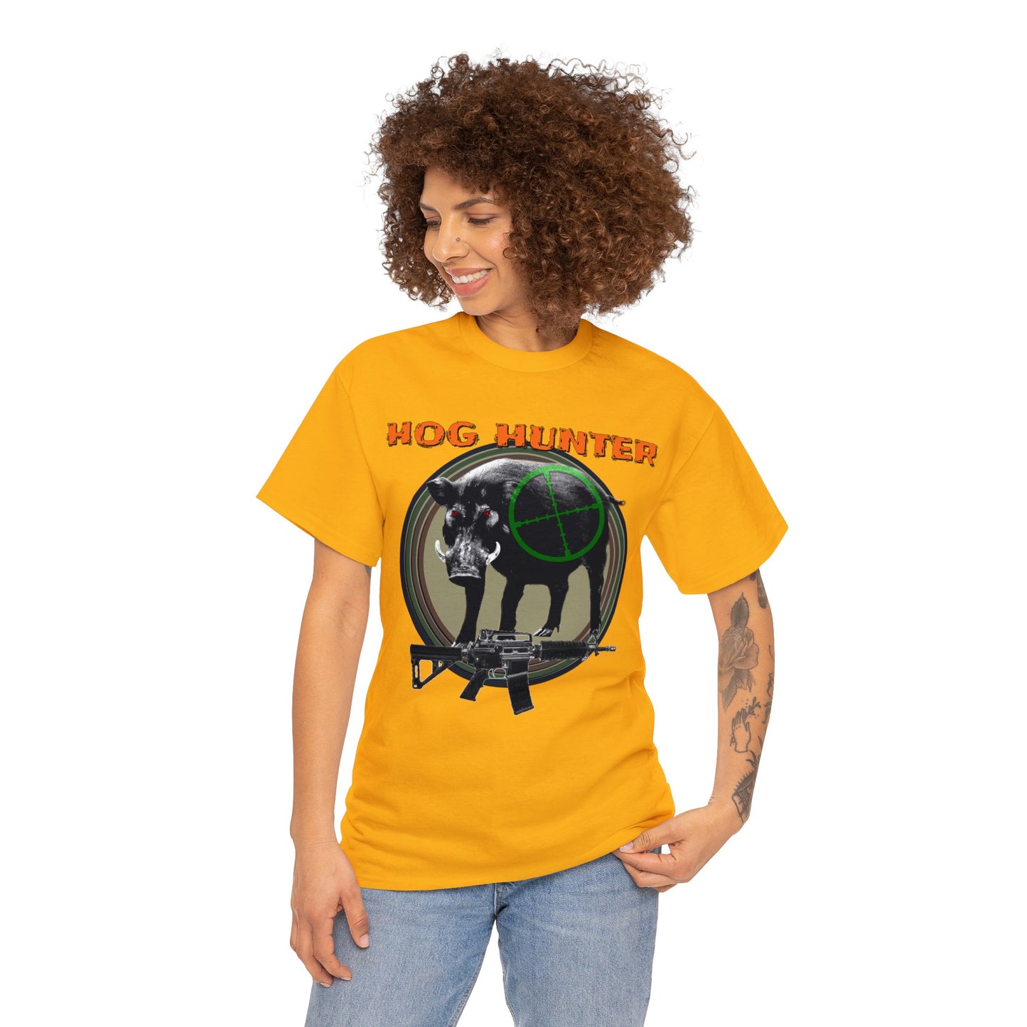 Wild Hog Hunter, Wild Hog, Hog Wild, Hog Boar Hunting Heavy Cotton Tee