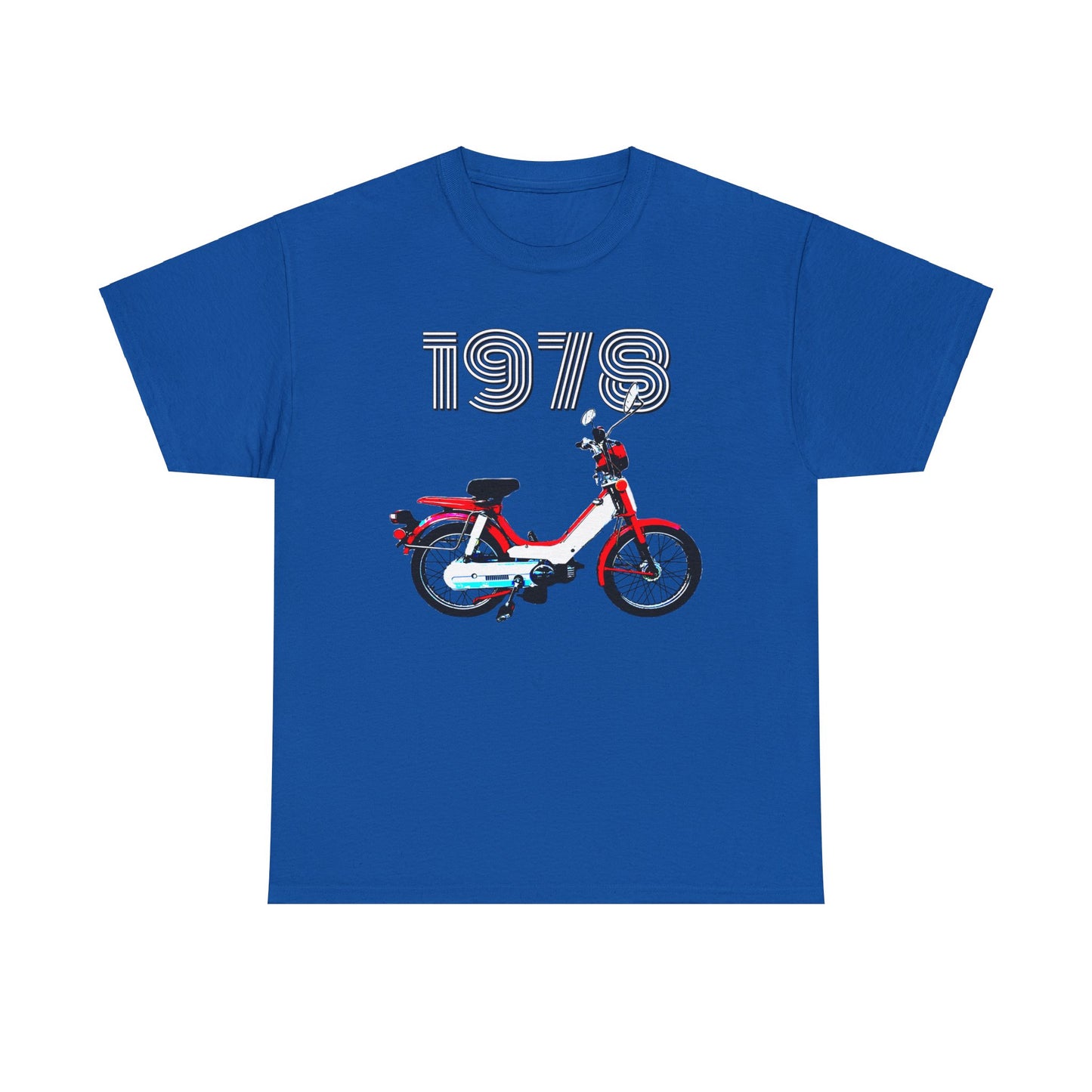 Vintage 1978 Pedal Moped Scooter Mini Bike Motorcycle Moped Heavy Cotton Tee