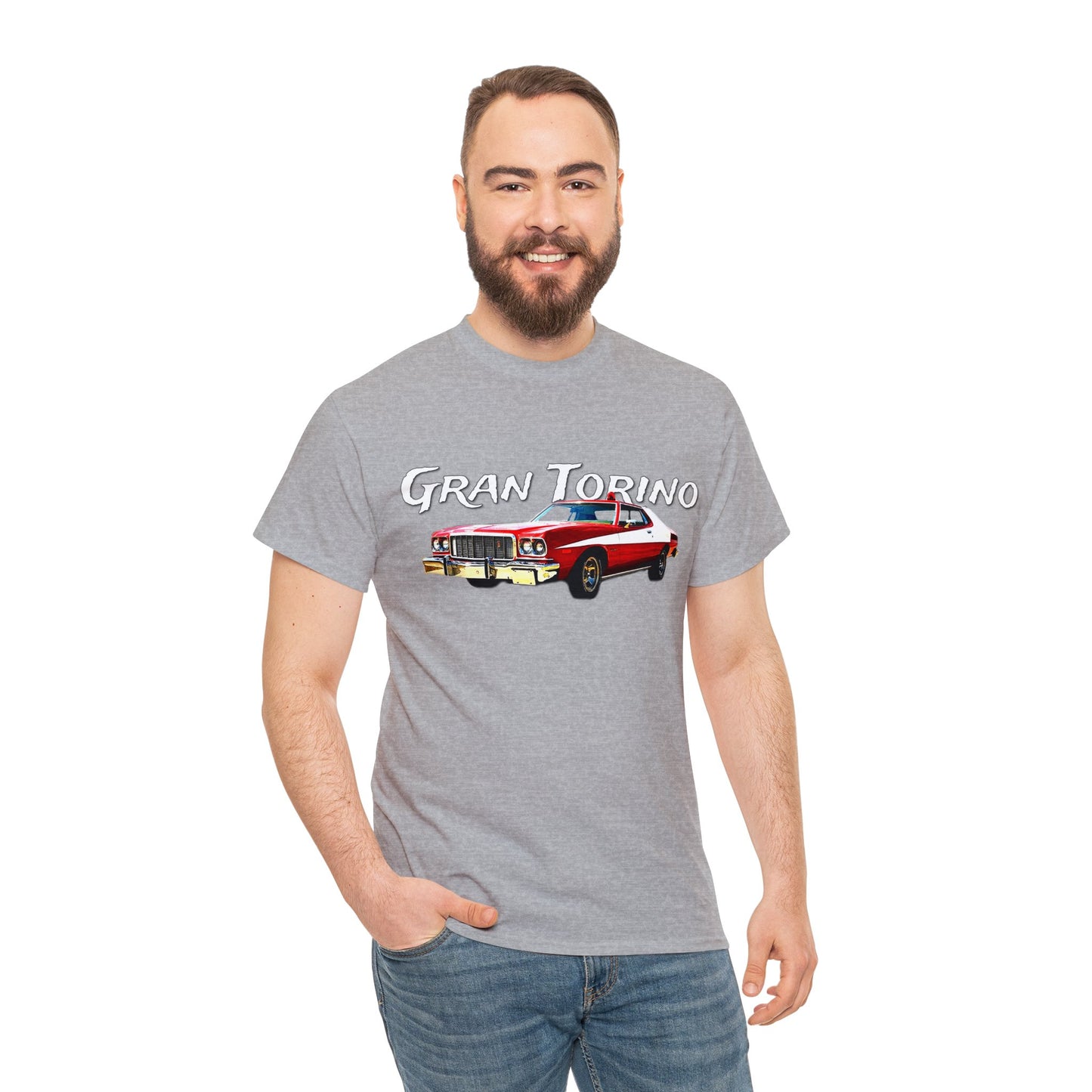 Gran Torino, Vintage Car, Retro Automobile, American Antique Car Heavy Cotton Tee