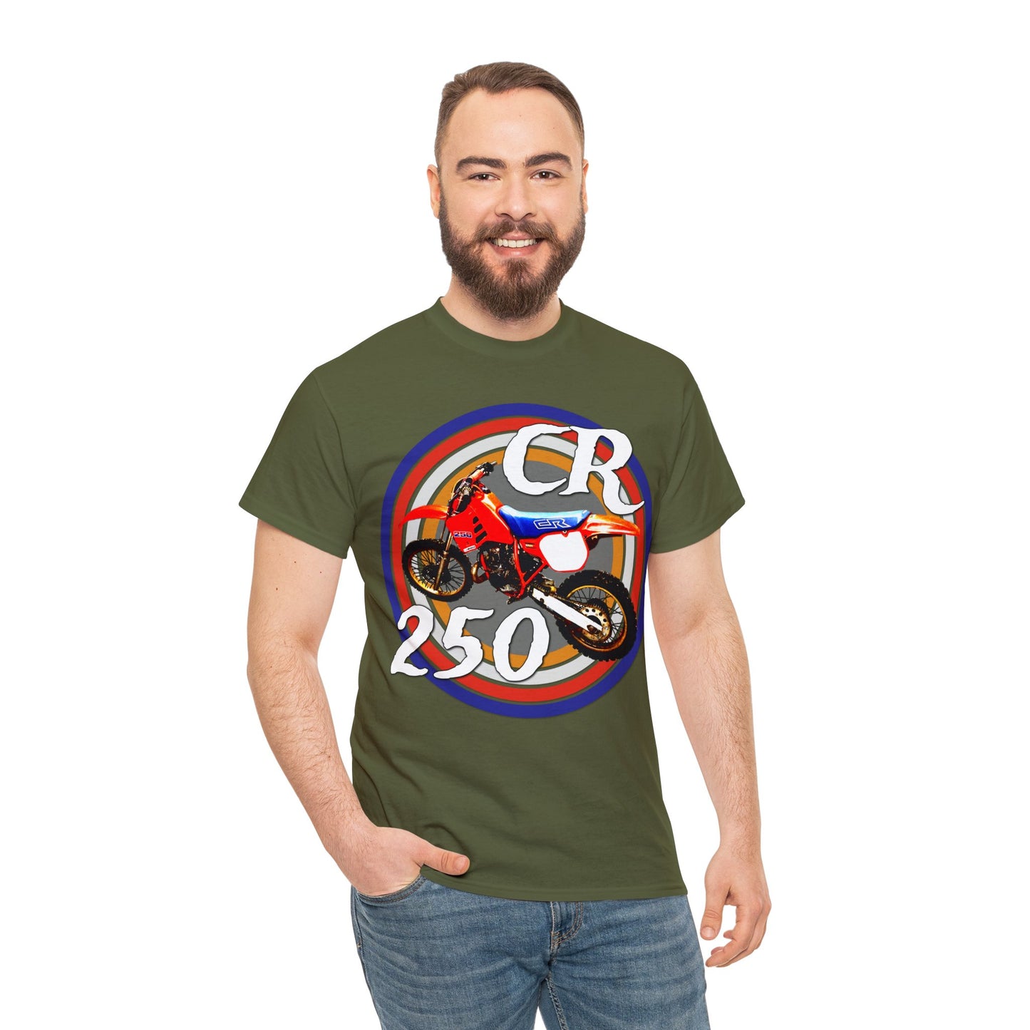 CR 250 R Vintage Retro Motorcross Motocross Motorcycle Dirt Bike Heavy Cotton Tee