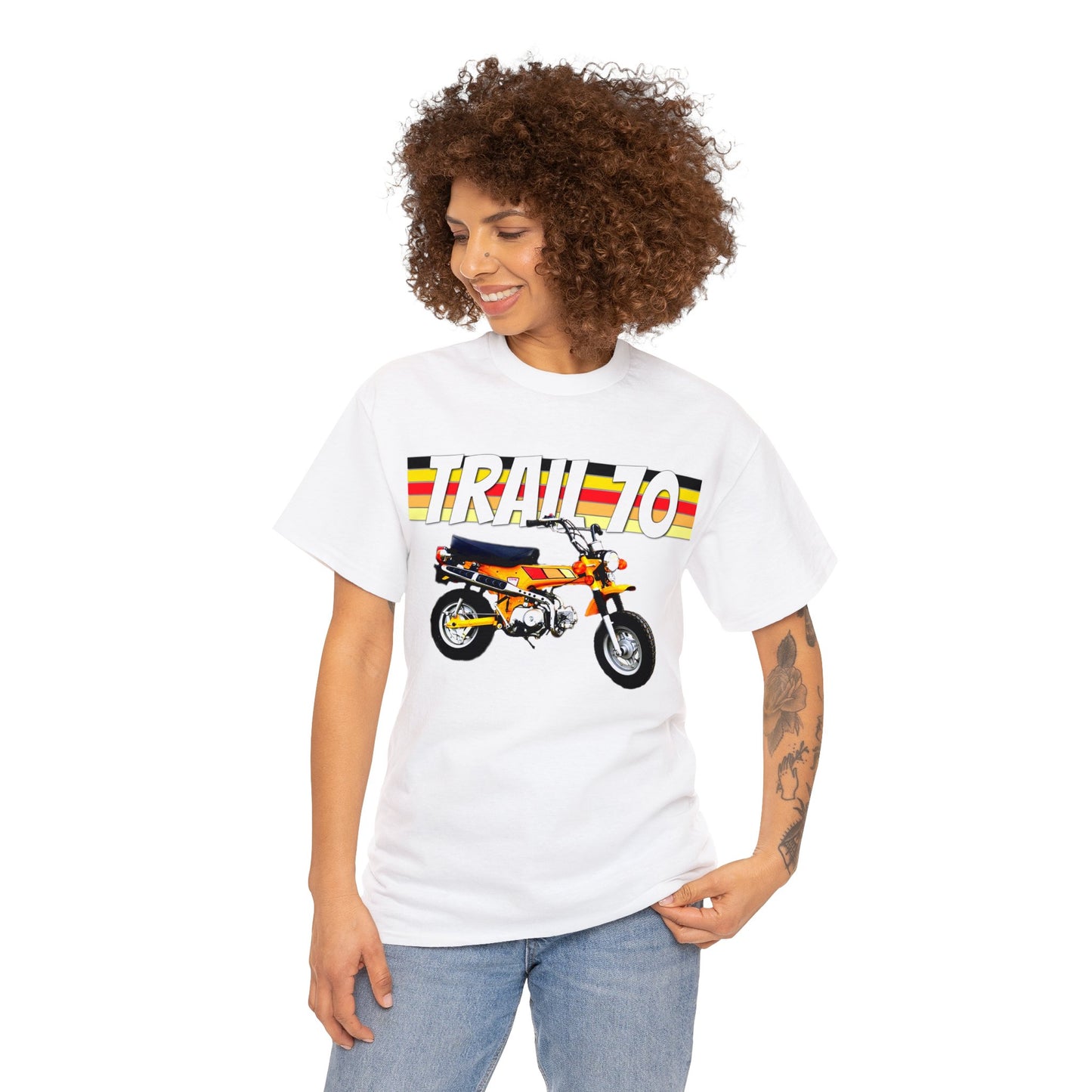 Trail 70 Mini BIke, Vintage Mini Bike, Retro Mini Bike Heavy Cotton Tee