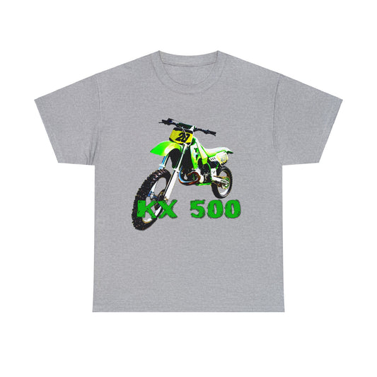 KX 500 Motocross, Vintage Dirt Bike, Green Dirt Bike, Motocross Heavy Cotton Tee