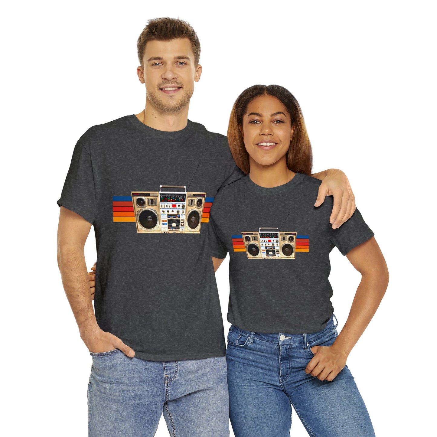 Jam Box, Ghetto Blaster, Boombox, Vintage Radio, Retro Cassette Player Heavy Cotton Tee