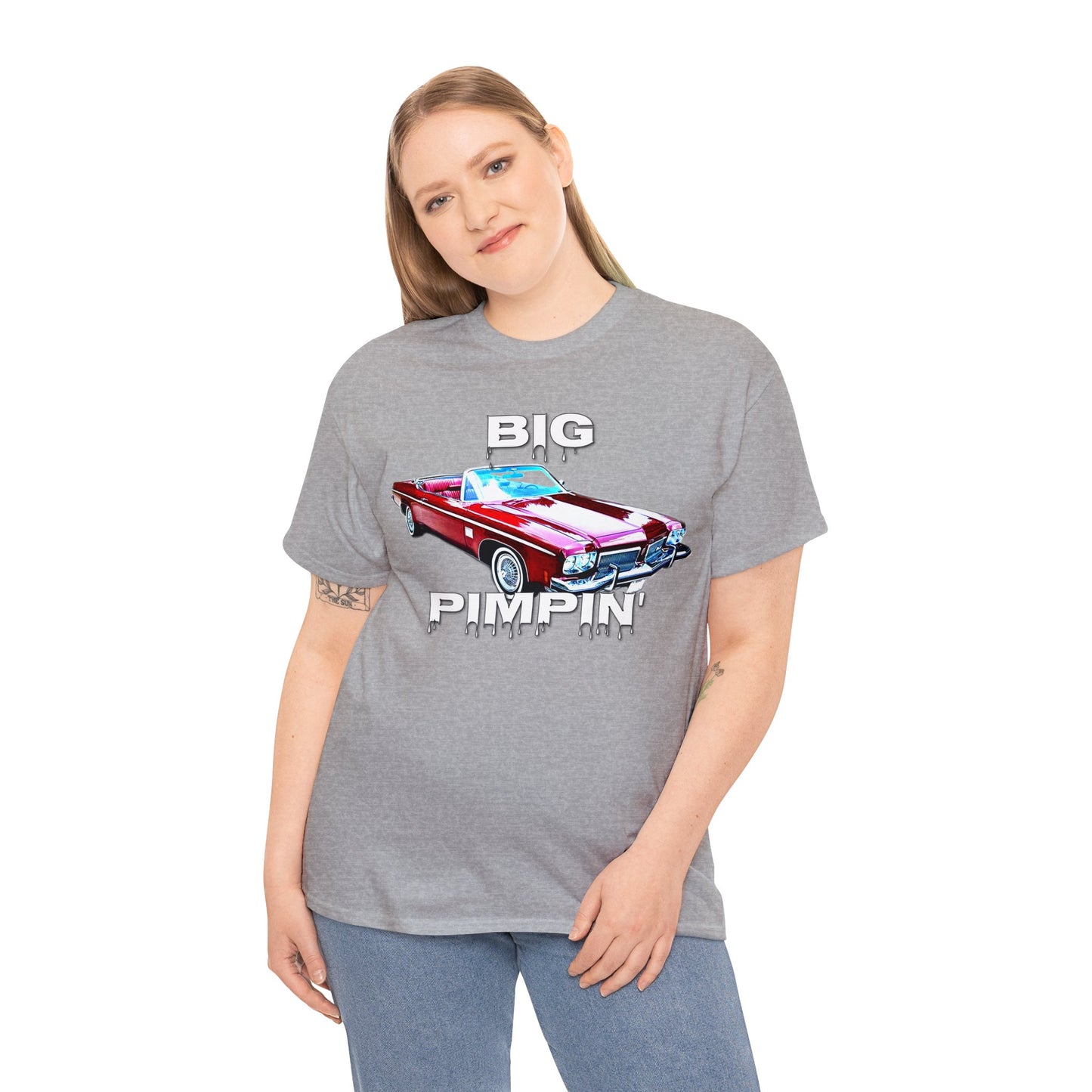 Big Pimpin' Convertible Olds, Vintage Car, Retro Car Heavy Cotton Tee