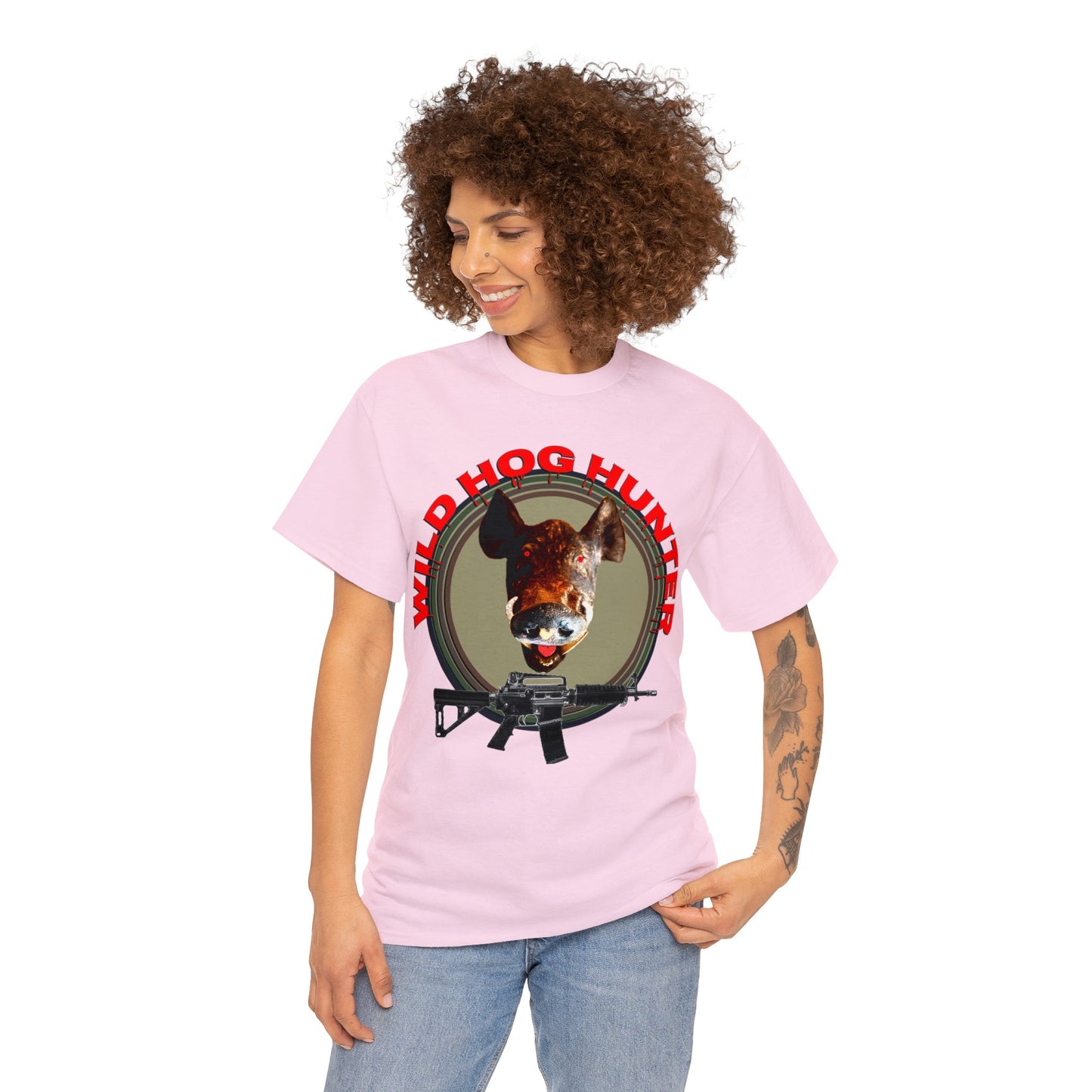 Wild Hog Hunter, Wild Hog, Hog Wild, Hog Boar Hunting Heavy Cotton Tee