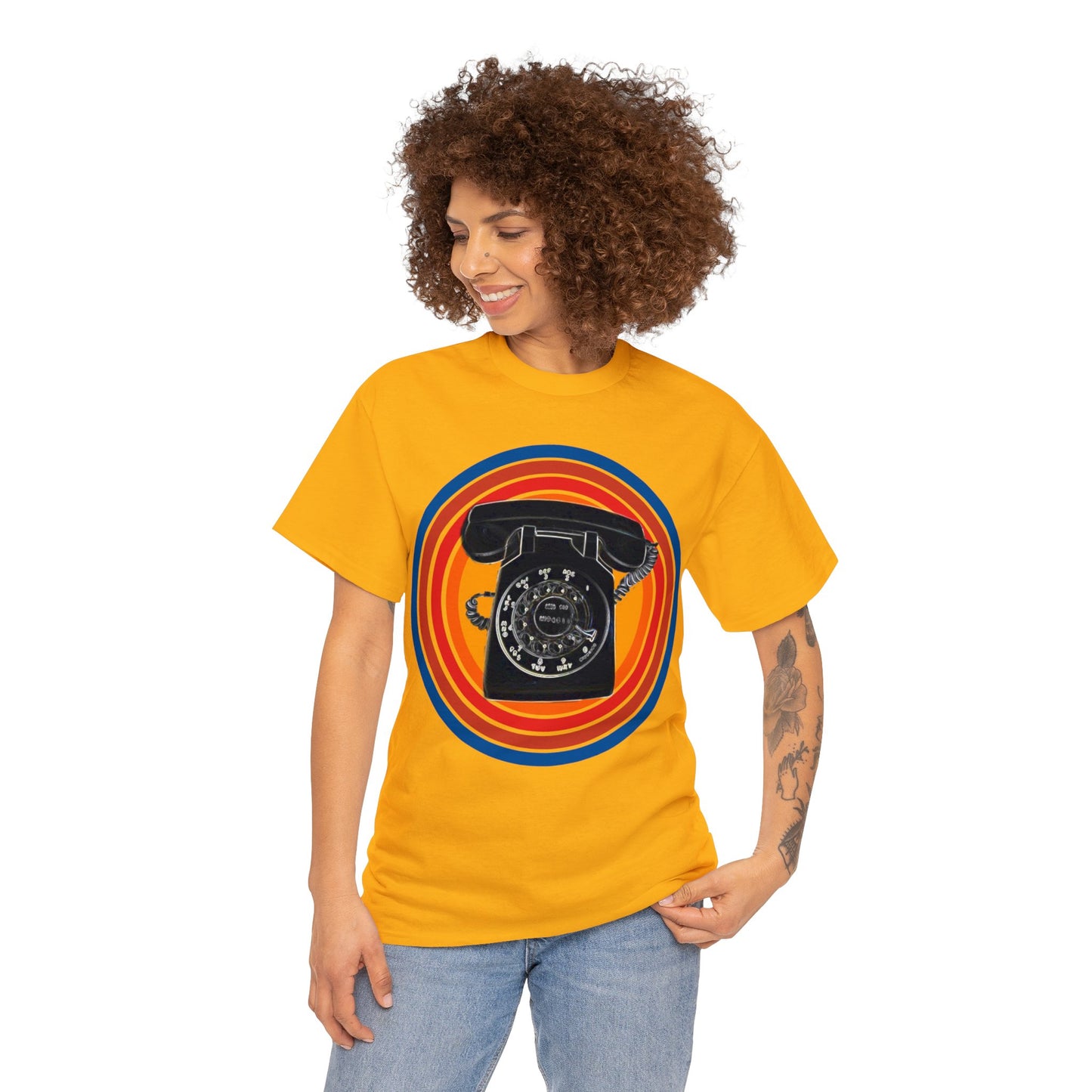 Vintage Retro Rotary Antique Telephone Phone Heavy Cotton Tee