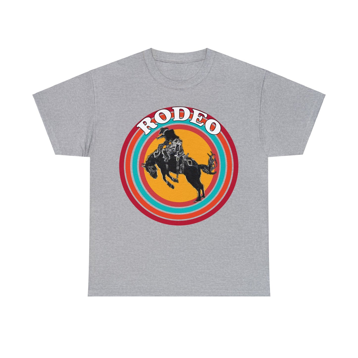 Rodeo, Bronco Rider, Bronc Buster, Cowboy Rider, Horse Rider, Wild Horse Heavy Cotton Tee