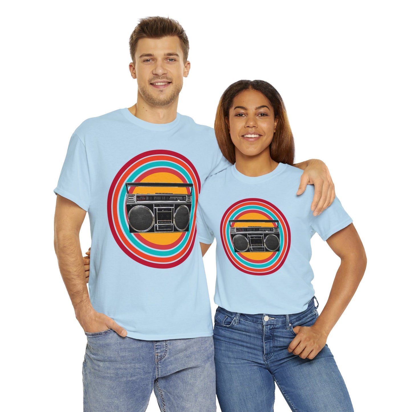 Jam Box, Ghetto Blaster, Boombox, Vintage Radio, Retro Cassette Player Heavy Cotton Tee