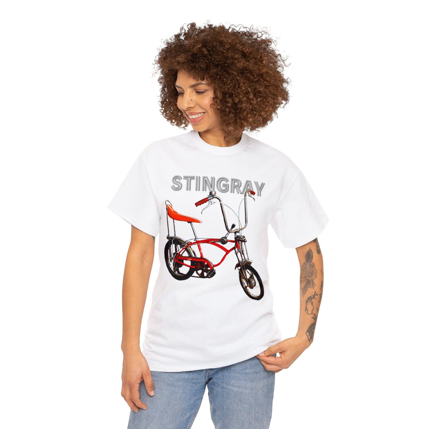 Stingray Krate Bicycle, Vintage Stick Shift Bike, Banana Seat Bike Heavy Cotton Tee