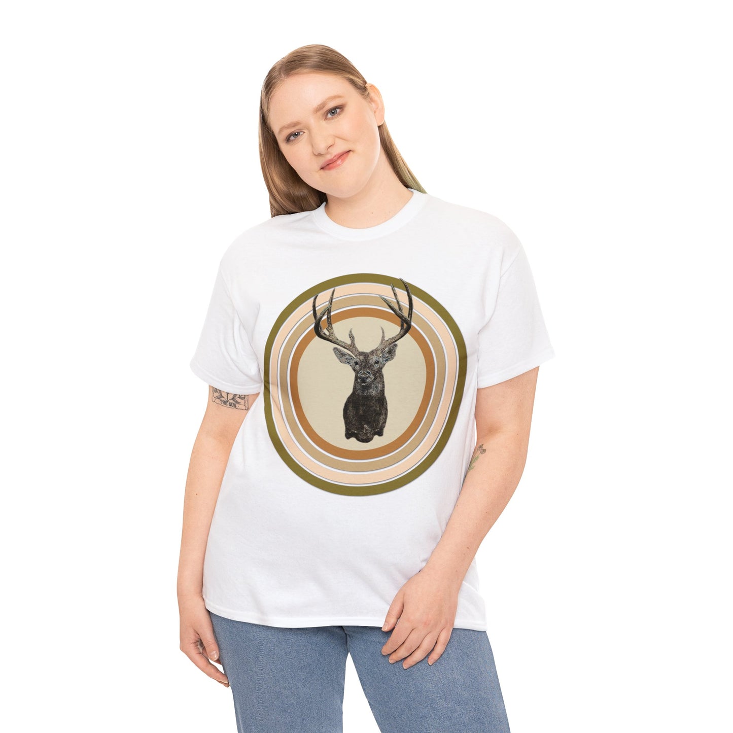 White Tail Deer, Deer Hunting, Deer Hunter, 8 Point Deer, Buck Heavy Cotton Tee