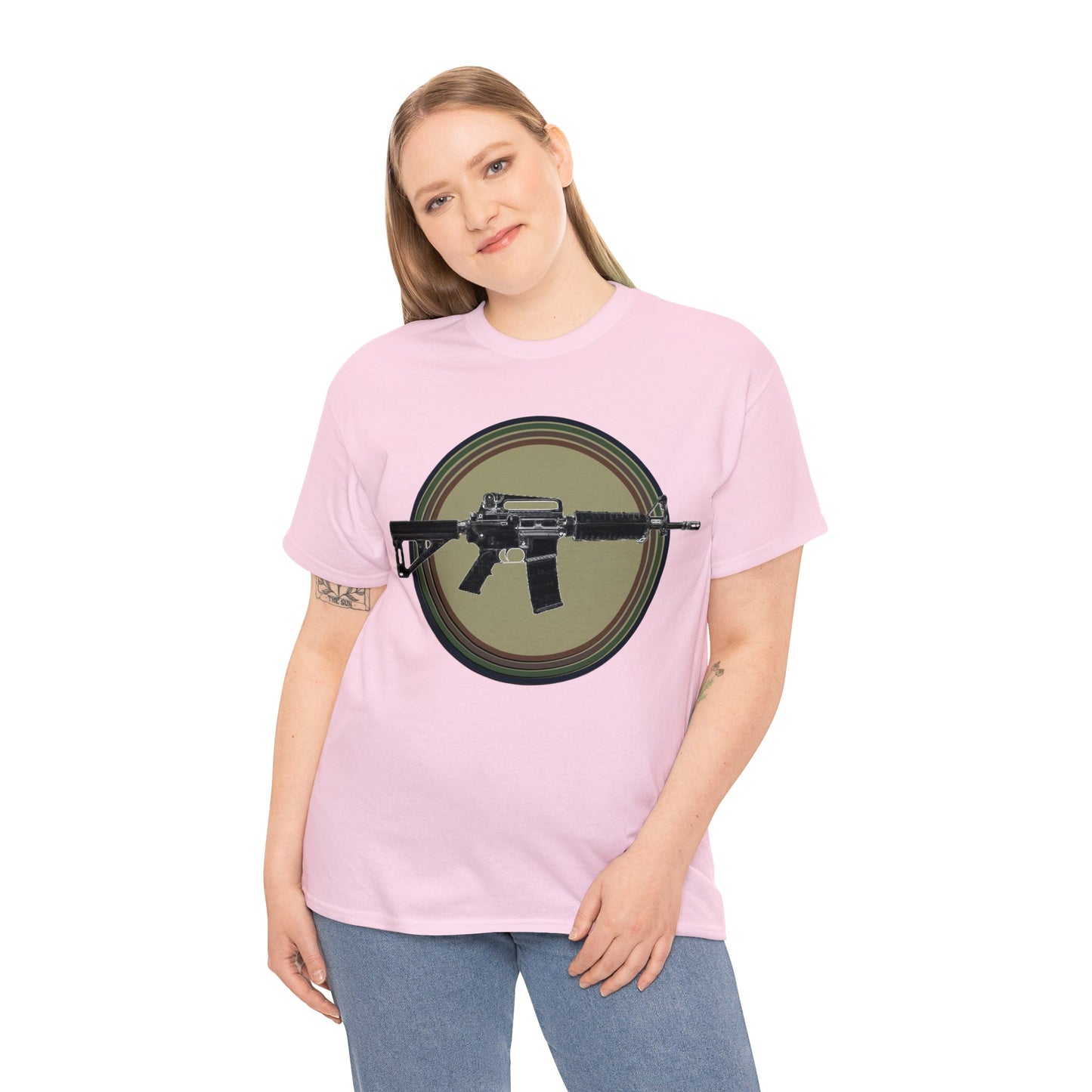 AR 15, Tactitcal Gun, Military Gun, Machine Gun Heavy Cotton Tee