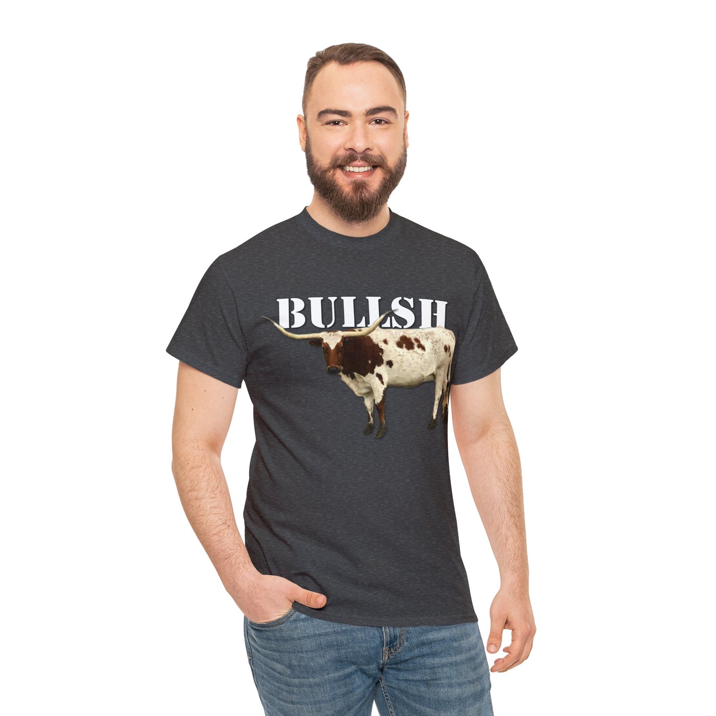 Bullsh, Longhorn, Cow, Cattle, Funny, Texas, Country Heavy Cotton Tee