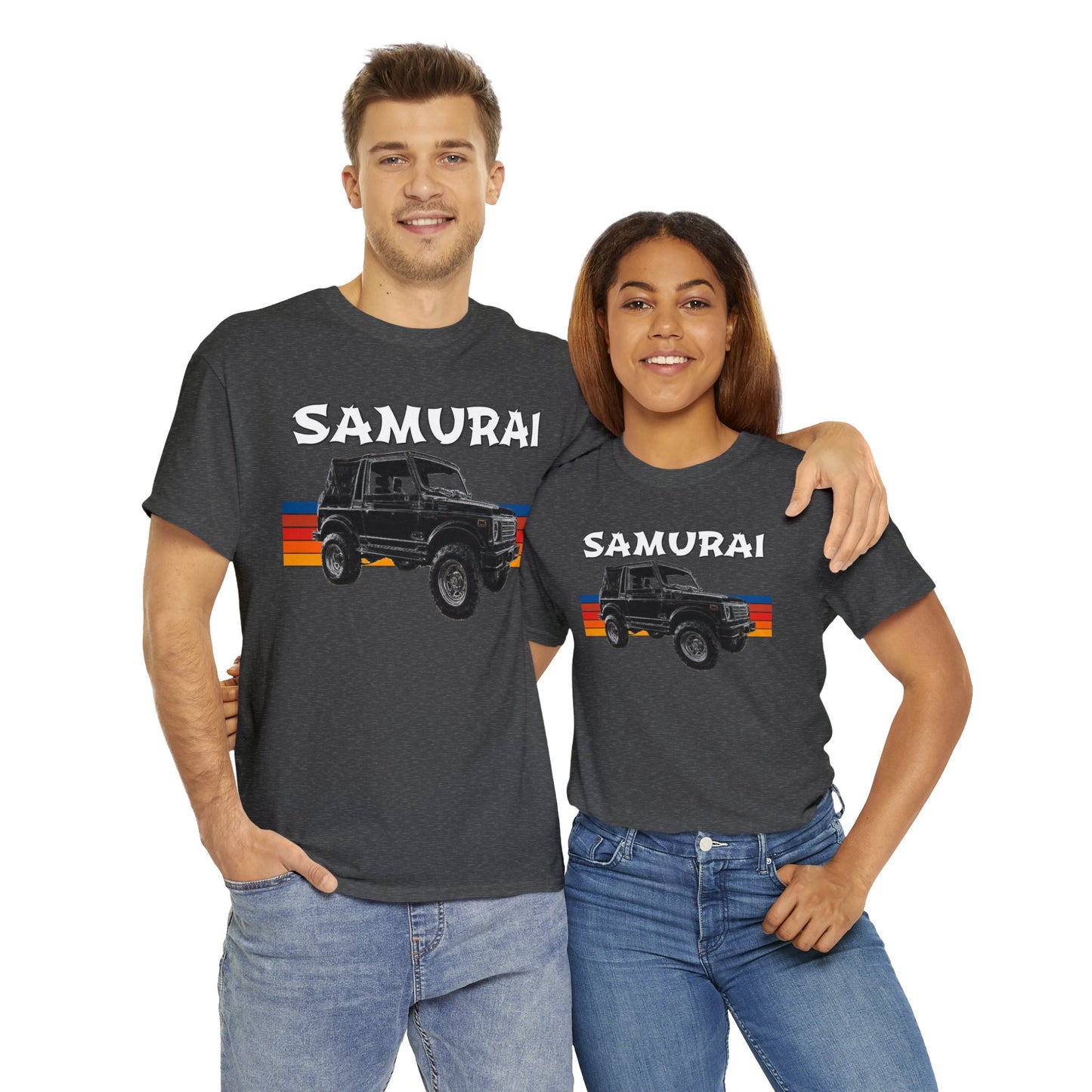 Samurai Vintage Retro 4x4 Truck, Samurai 4 Wheel Drive Car Heavy Cotton Tee