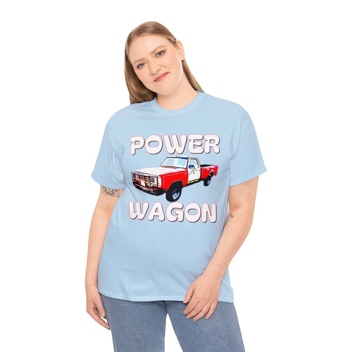 Power Wagon Pickup Truck, Vintage Pick Up Truck, Retro Truck Heavy Cotton Tee