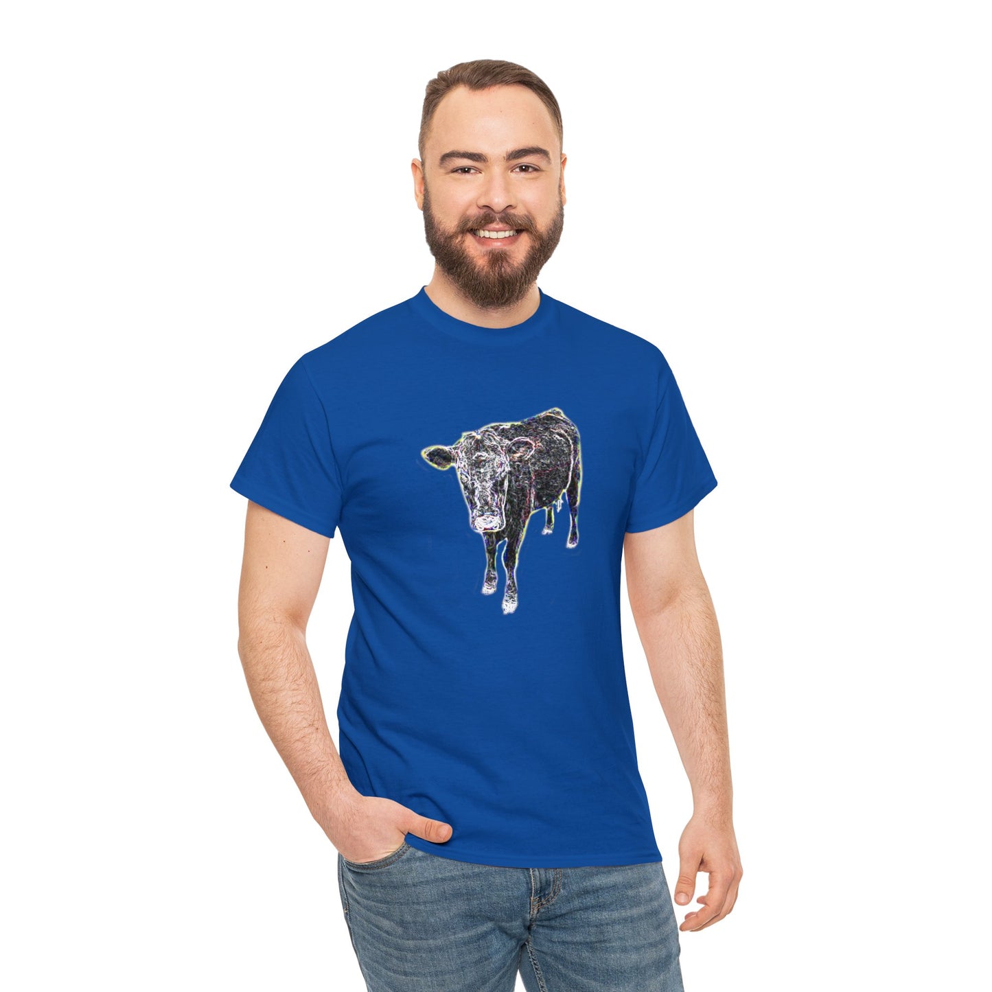 Vintage Retro Cow on the Farm Heavy Cotton Tee