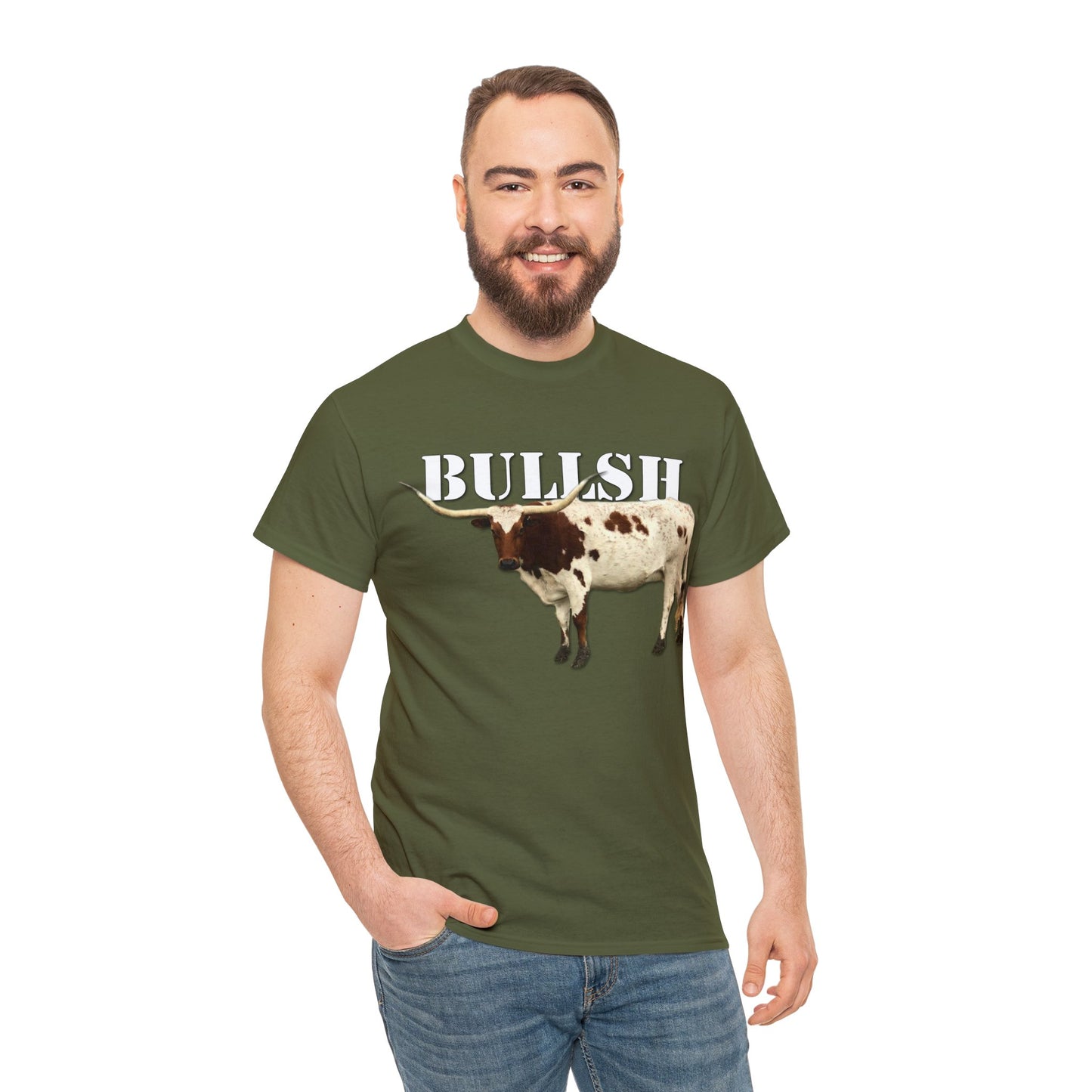 Bullsh, Longhorn, Cow, Cattle, Funny, Texas, Country Heavy Cotton Tee