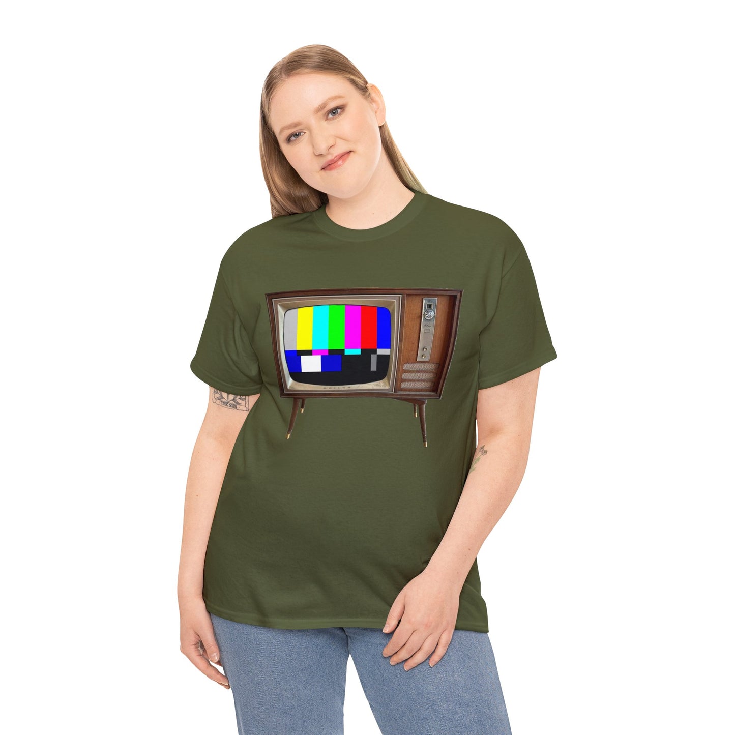 Vintage Television, Tube TV, Sign Off Screen, Old School, Vintage, Retro Heavy Cotton Tee