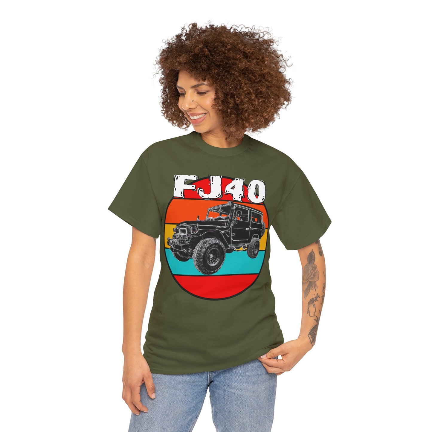 FJ 40 4x4 Off Road Truck Vintage Retro Heavy Cotton Tee