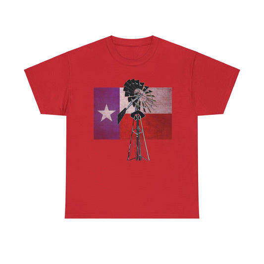 Texas Flag, Windmill, Country Boy, Country Girl, Farmer, Vintage, Retro Heavy Cotton Tee