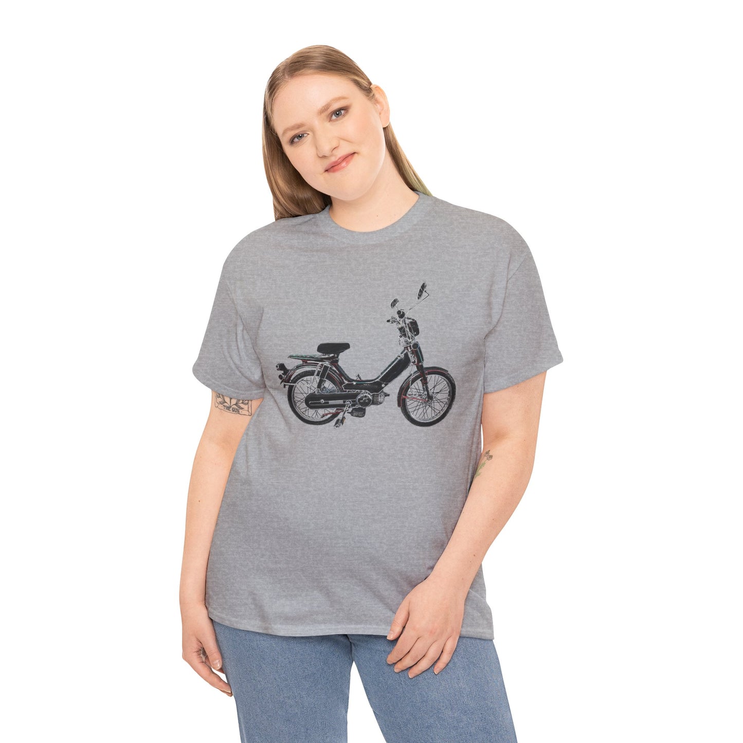 Vintage 1978 Pedal Moped Scooter Mini Bike Motorcycle Moped Heavy Cotton Tee