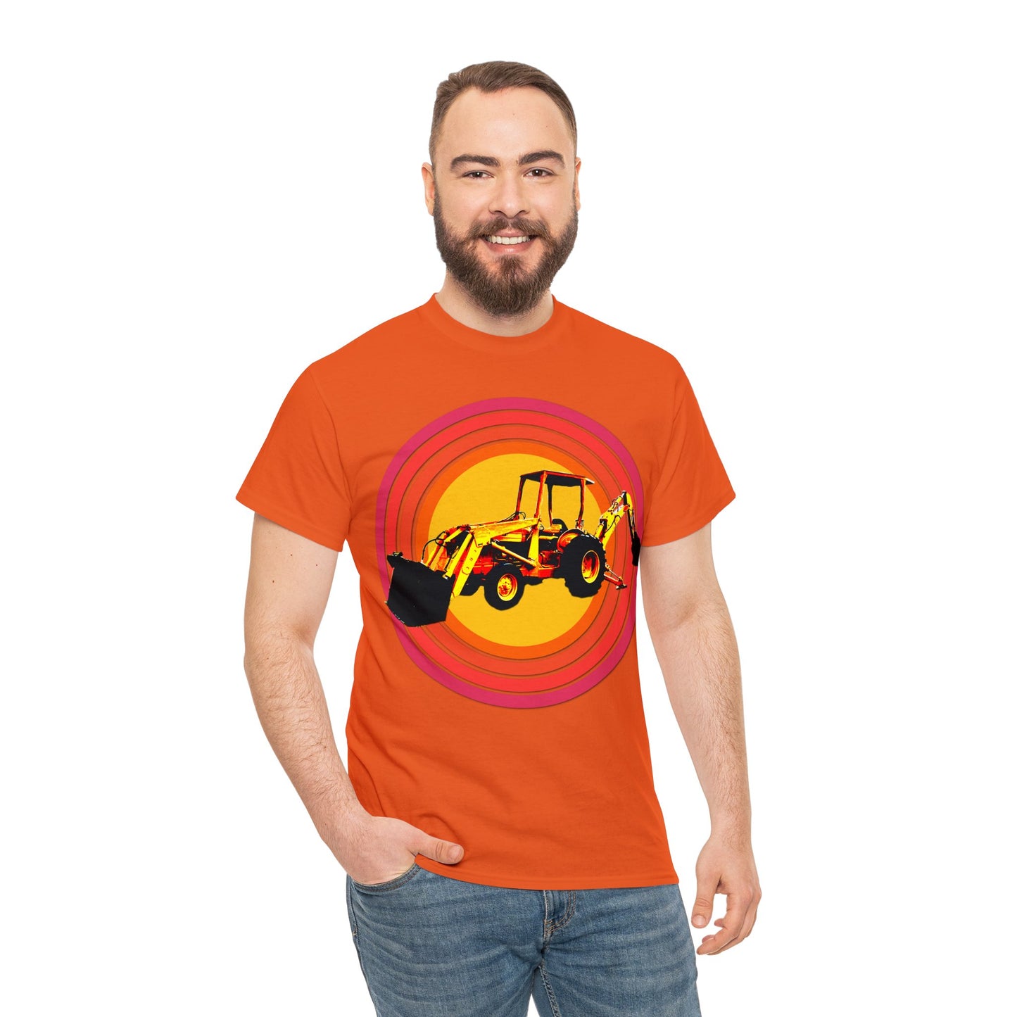 Back Hoe, Tractor, Bulldozer, Excavator, Construction, Under Construction Heavy Cotton Tee