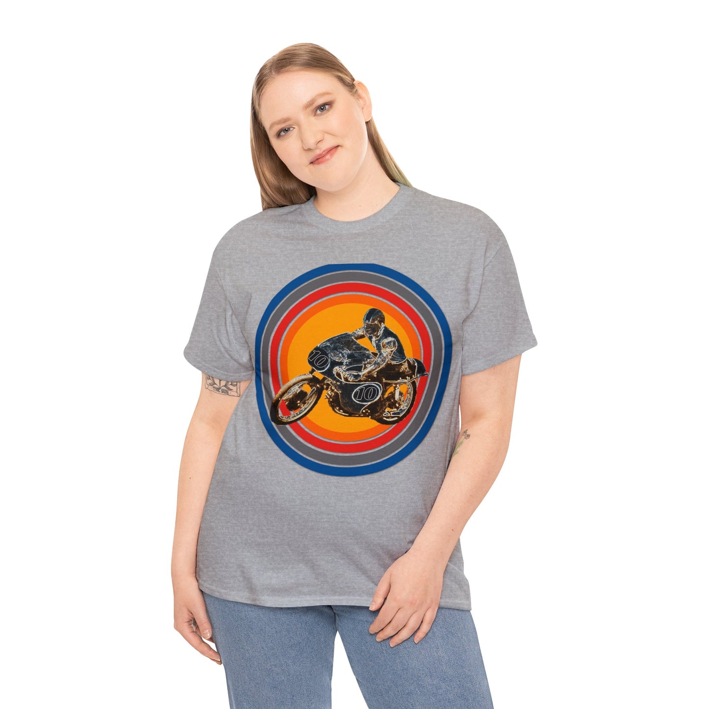 Vintage Motorcycle Racer, Retro 1970s Motor Cycle Heavy Cotton Tee