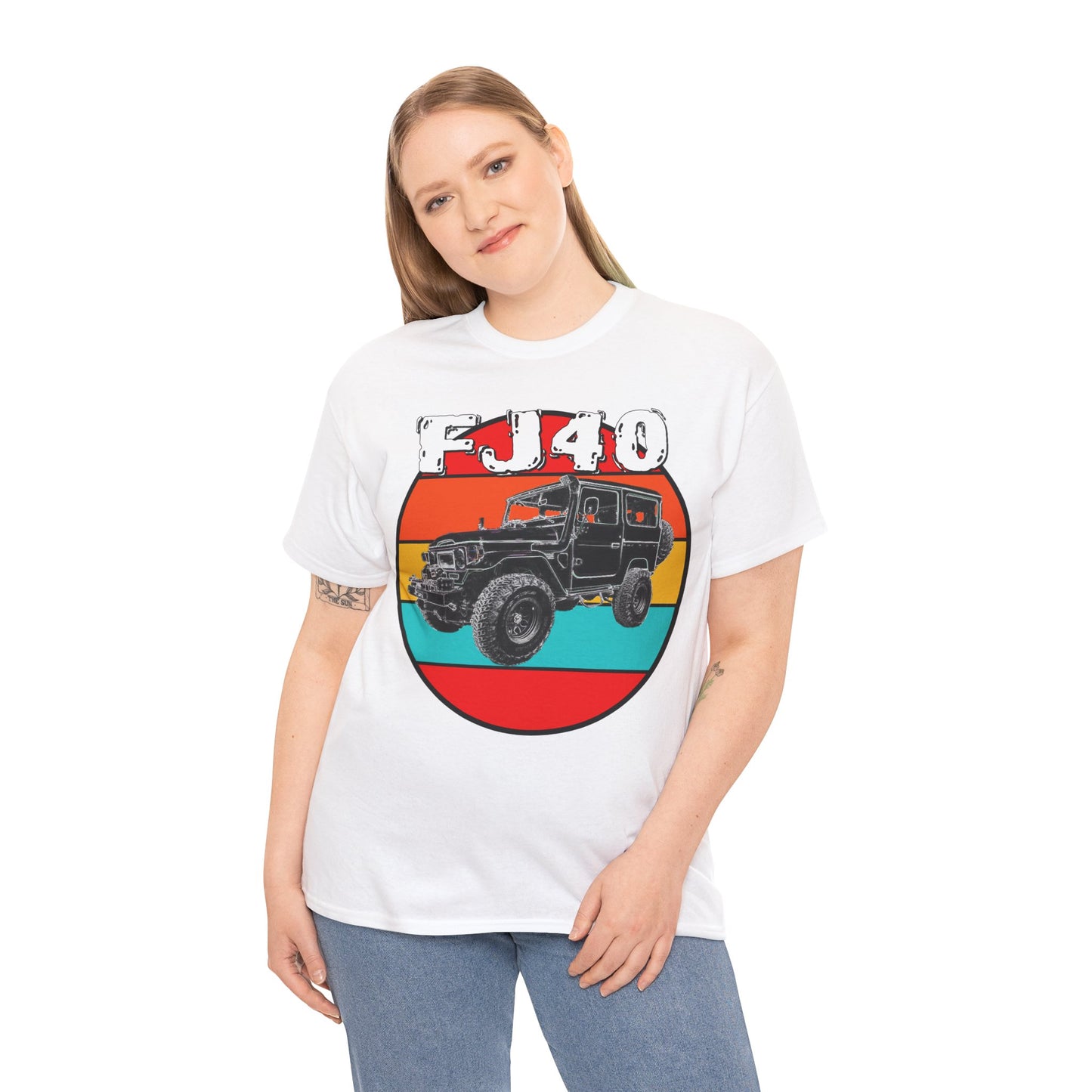 FJ 40 4x4 Off Road Truck Vintage Retro Heavy Cotton Tee