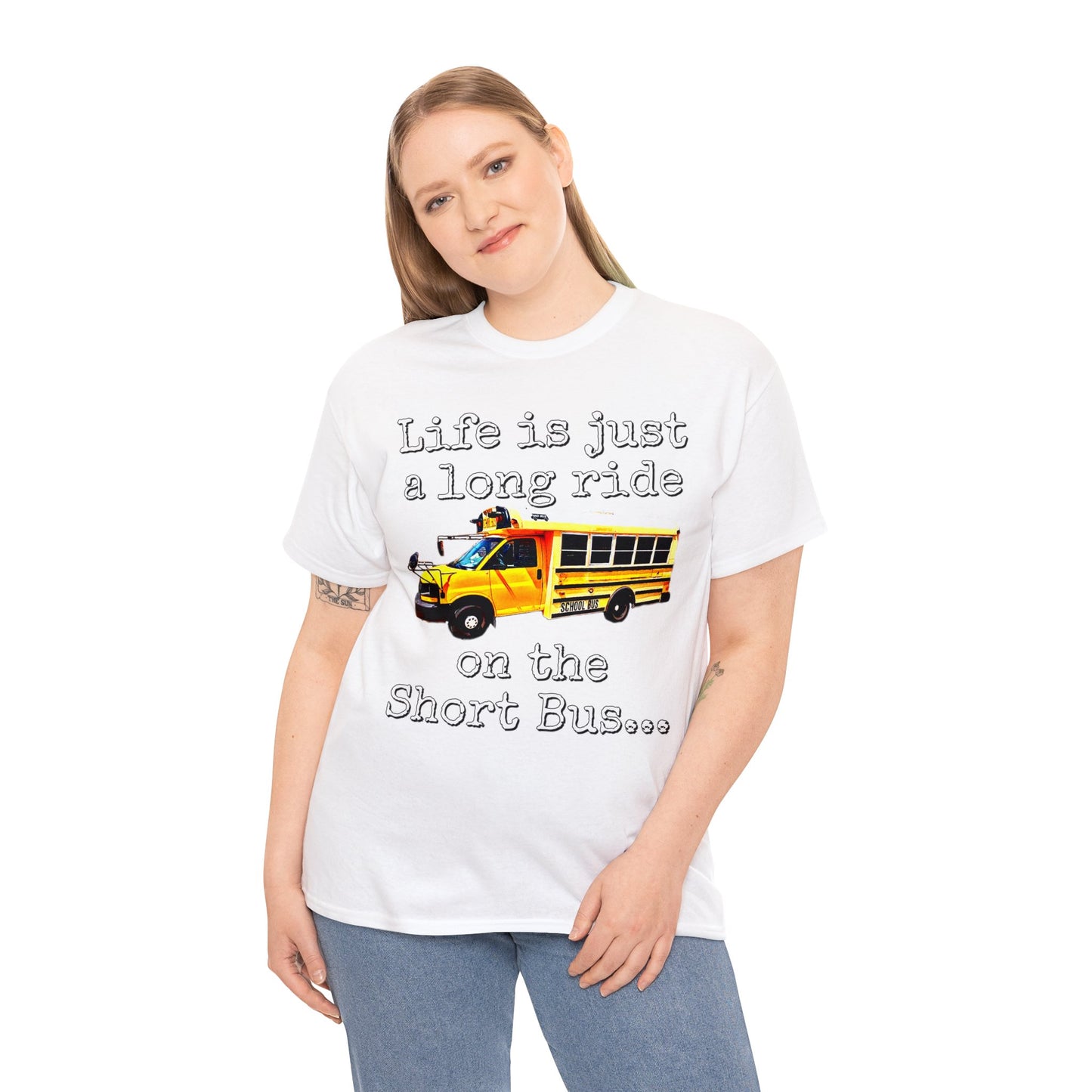 Short Bus, Short Bus Rider, I Survived Riding the Short Bus Heavy Cotton Tee